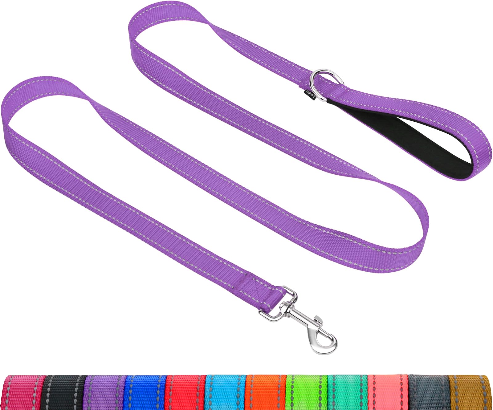Taglory Nylon Dog Leash 6Ft, Soft Padded Handle Pet Reflective Leashes For Puppy Small Medium Dogs Walking & Training, Purple