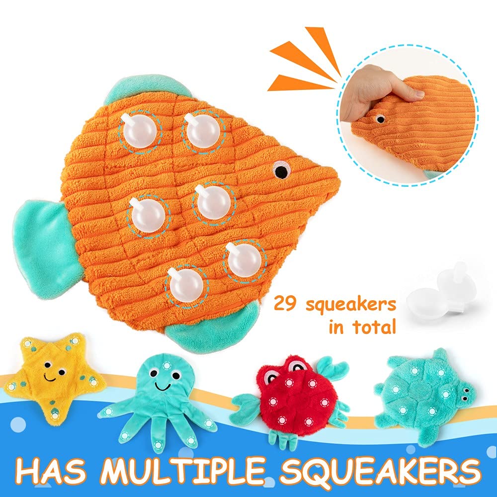 Awoof No Stuffing Dog Toys, Crinkle Dog Toys Squeaky Dog Toys Cute Animal Dog Plush Toys For Small Medium Large Dogs Puppy Teeth