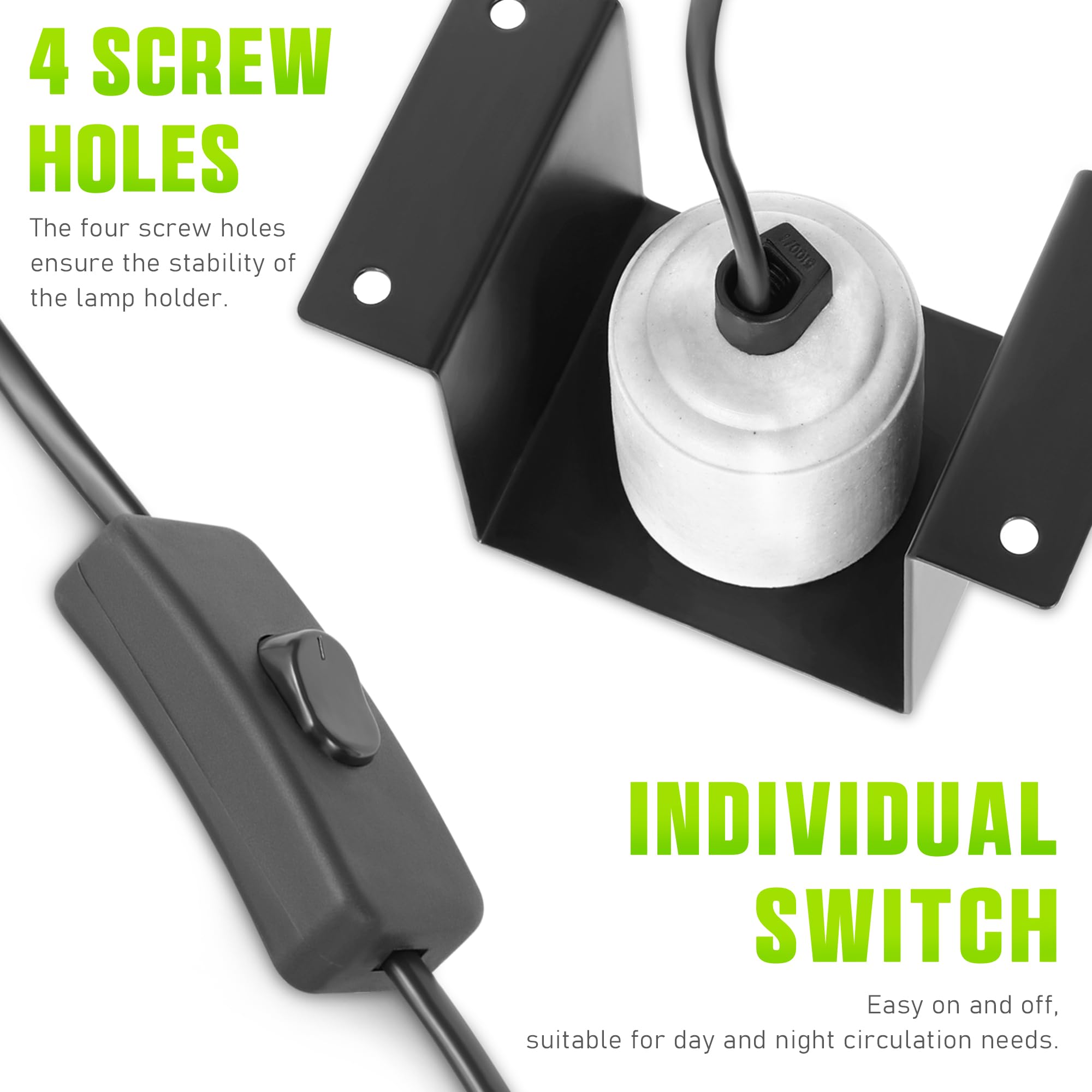 Trakem Reptile Ceramic Socket, Heat Lamp Holder For Terrariums And Vivariums, Gecko Lizard Heat Lamp Bracket Light Fixture, Bulb