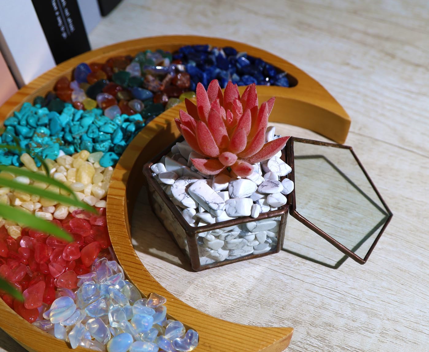 QINJIEJIE 0.9Lbs White Howlite Rocks for Plants Decorative Stones Aquarium Gravel Terrarium Pebbles Vase Filler Fish Tank Bowl S