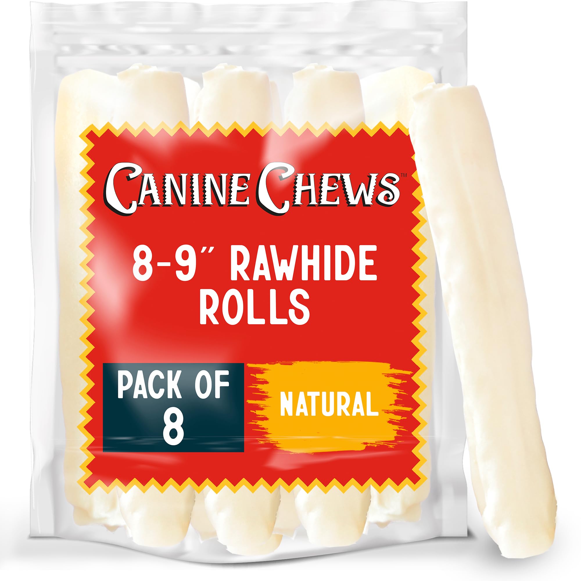 Canine Chews 8-9 Retriever Roll Rawhide Bones for Large Dogs - Durable, Thick Rawhide Bones, Quality Dog Rawhide Chews for Mediu