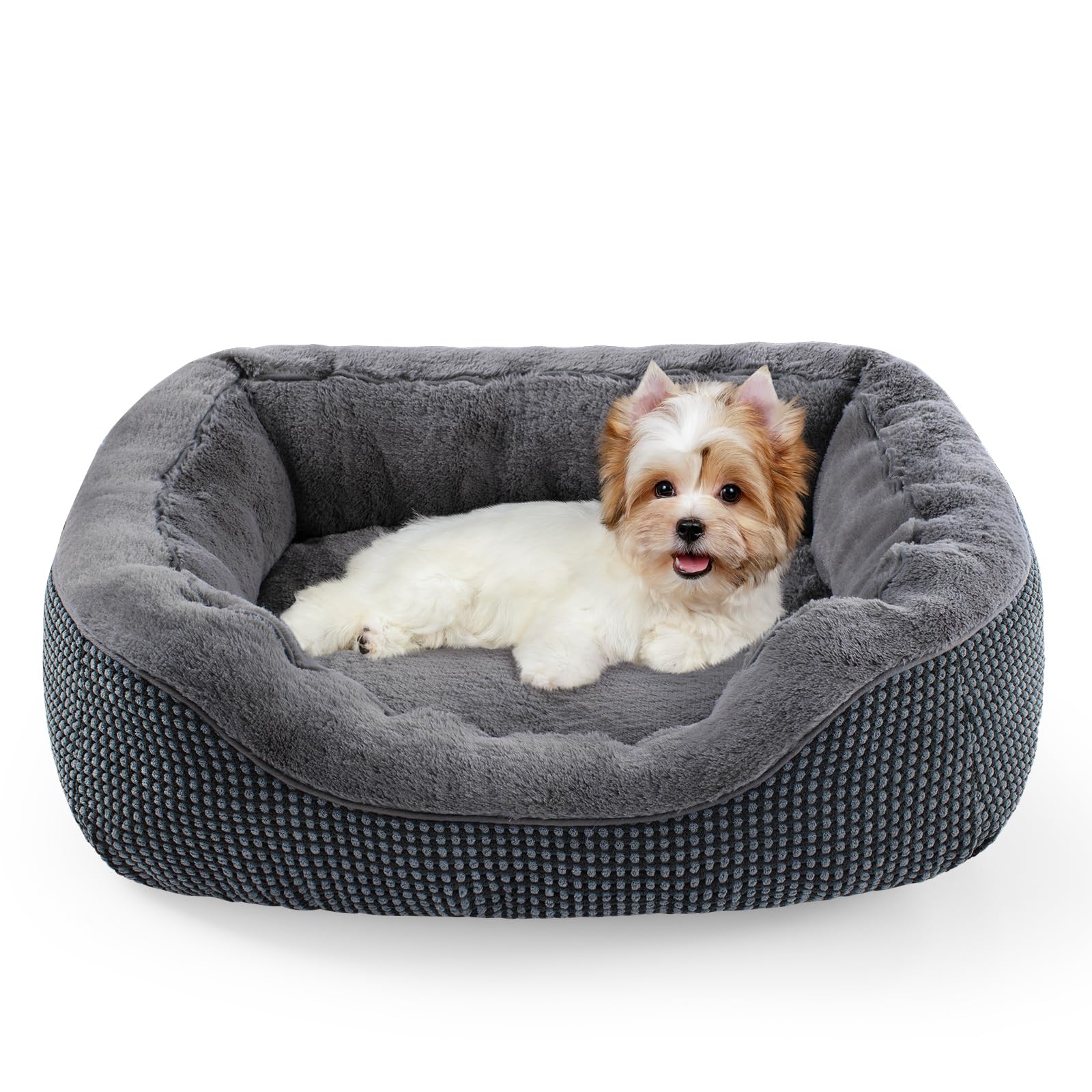 Invenho Calming Orthopedic Dog Bed For Small Medium Dogs, Washable Warming Soft Sleeping Puppy Bed, Durable With Anti-Slip Botto