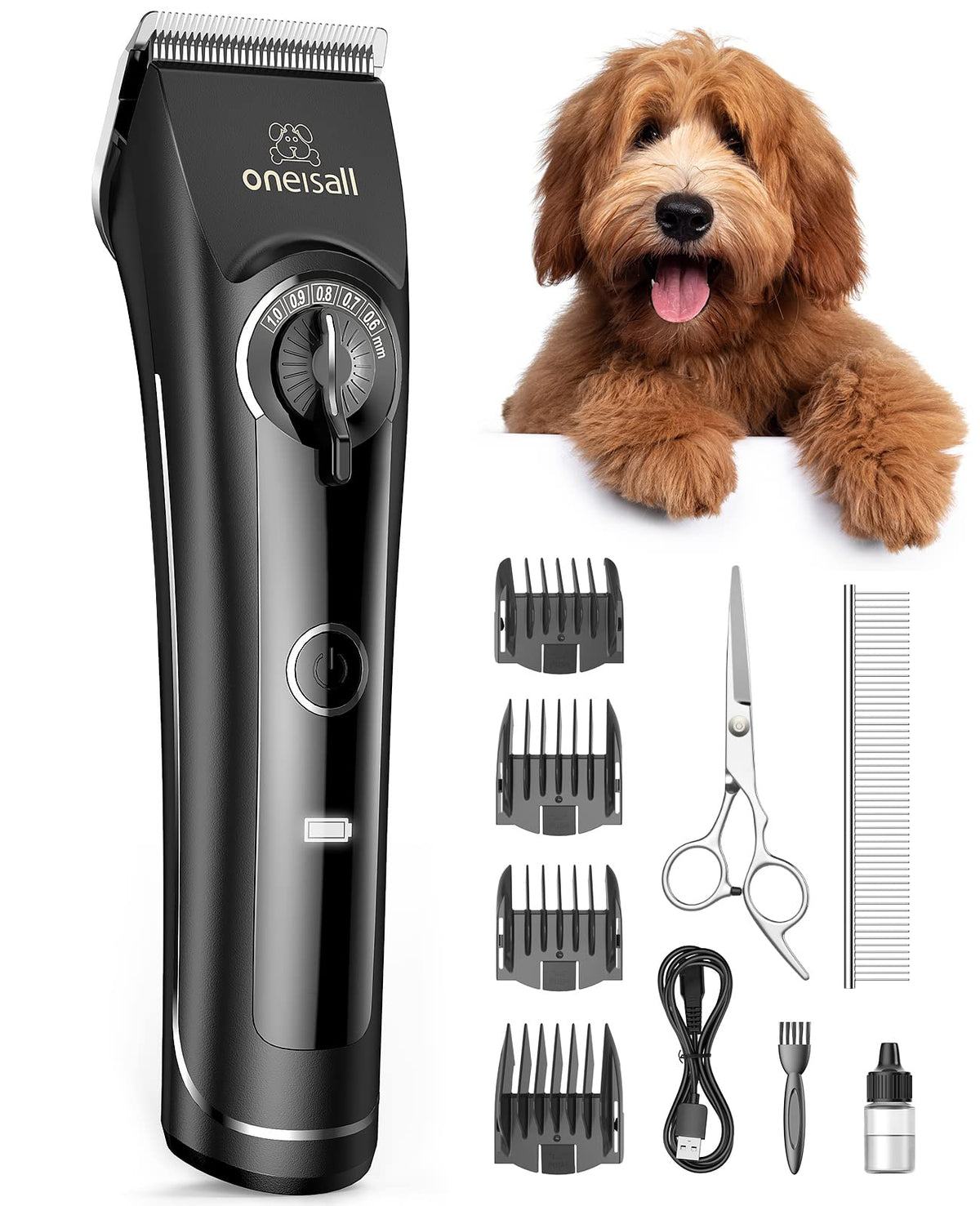 Oneisall Dog Clippers For Grooming For Thick Coats, Heavy Duty Low Noise Dog Cat Grooming Kit For Matted Hair