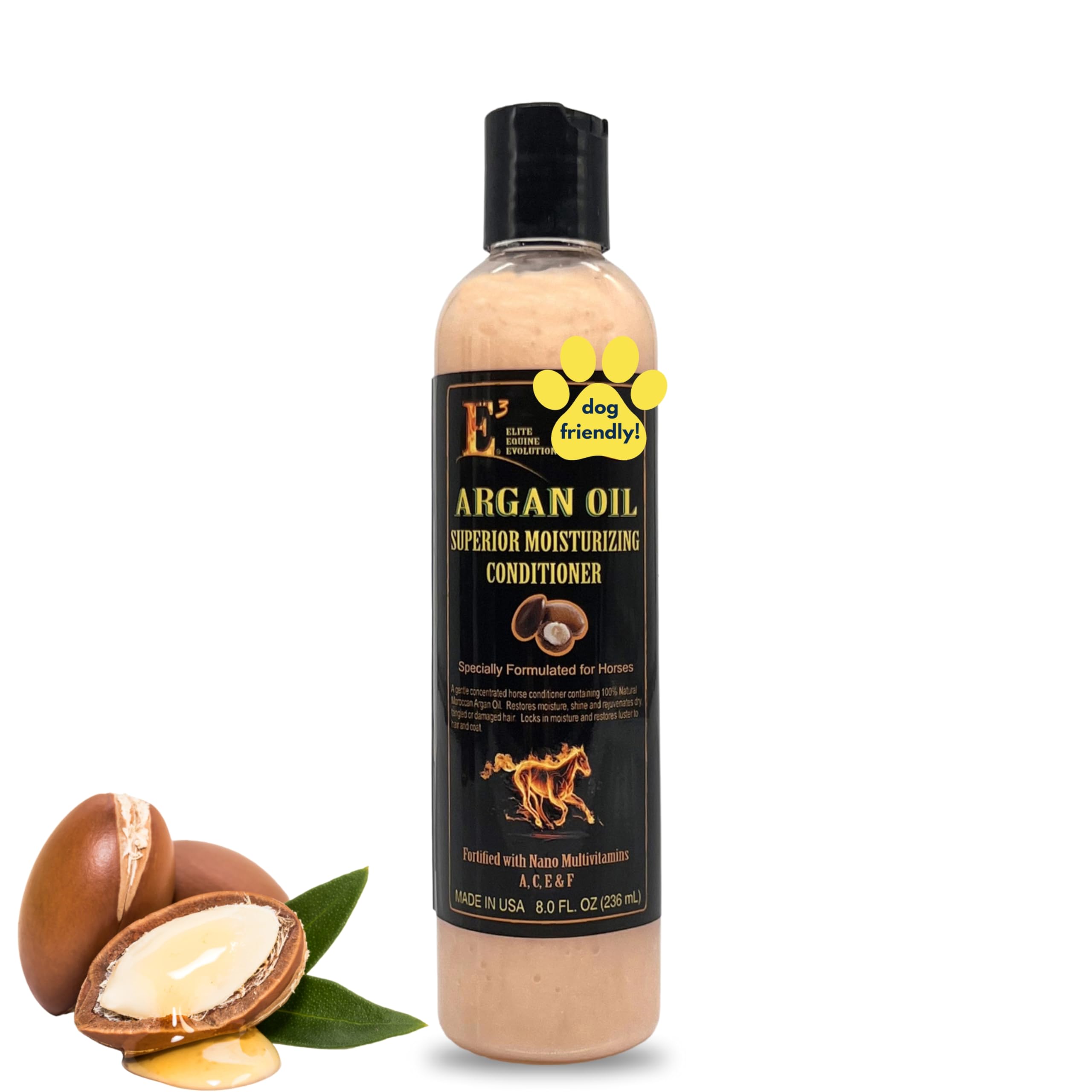 E3 Argan Oil Conditioner With Vitamins A,C,E And F - Ideal For Dry, Damaged Hair, Leave-In Or Rinse-Out, Strengthens, Moisturize