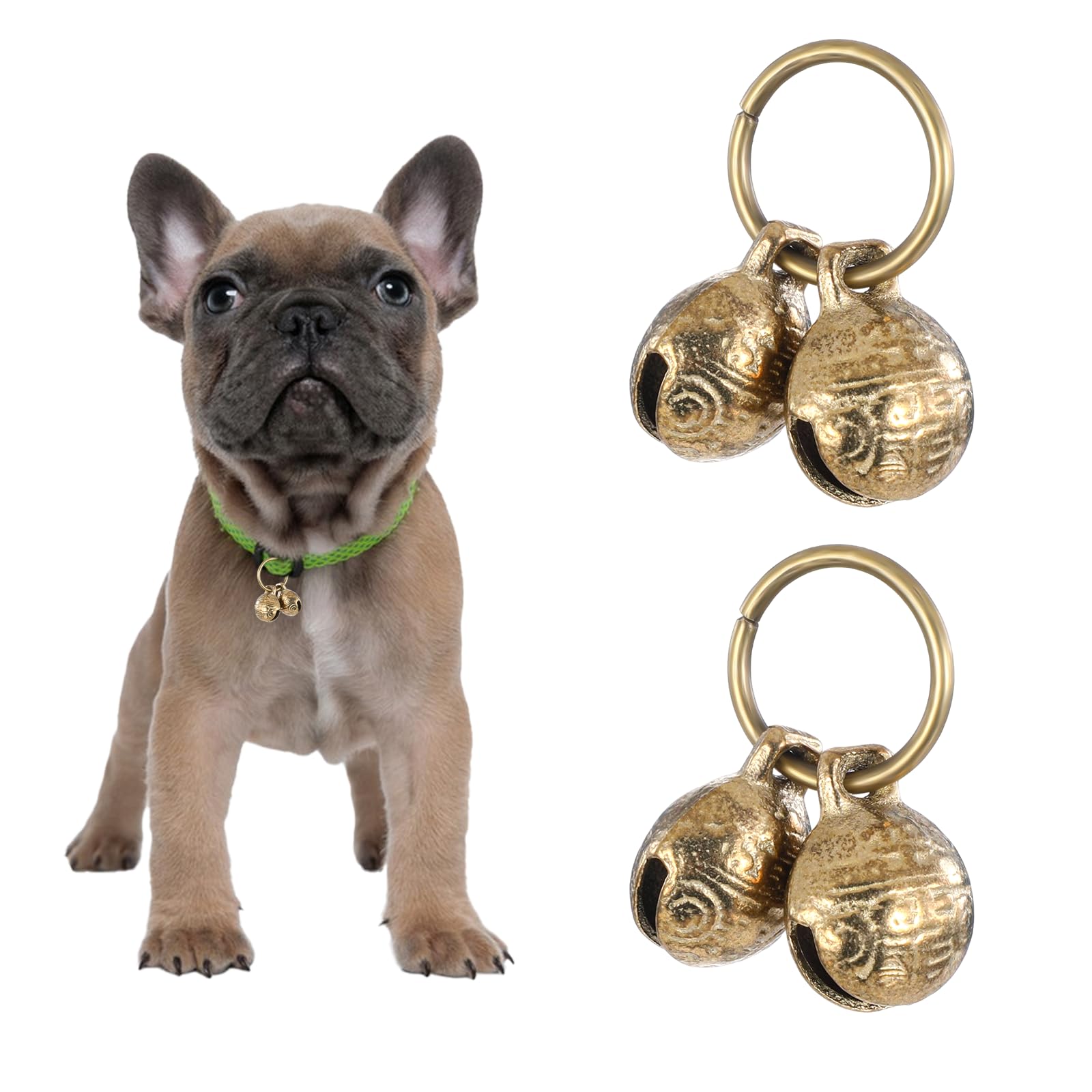 4 PCS Copper Bell for Dog Collar, Large Brass Dog Bells to Go Outside Extra Loud Collar Bell for Pet Tracking Anti Lost Training