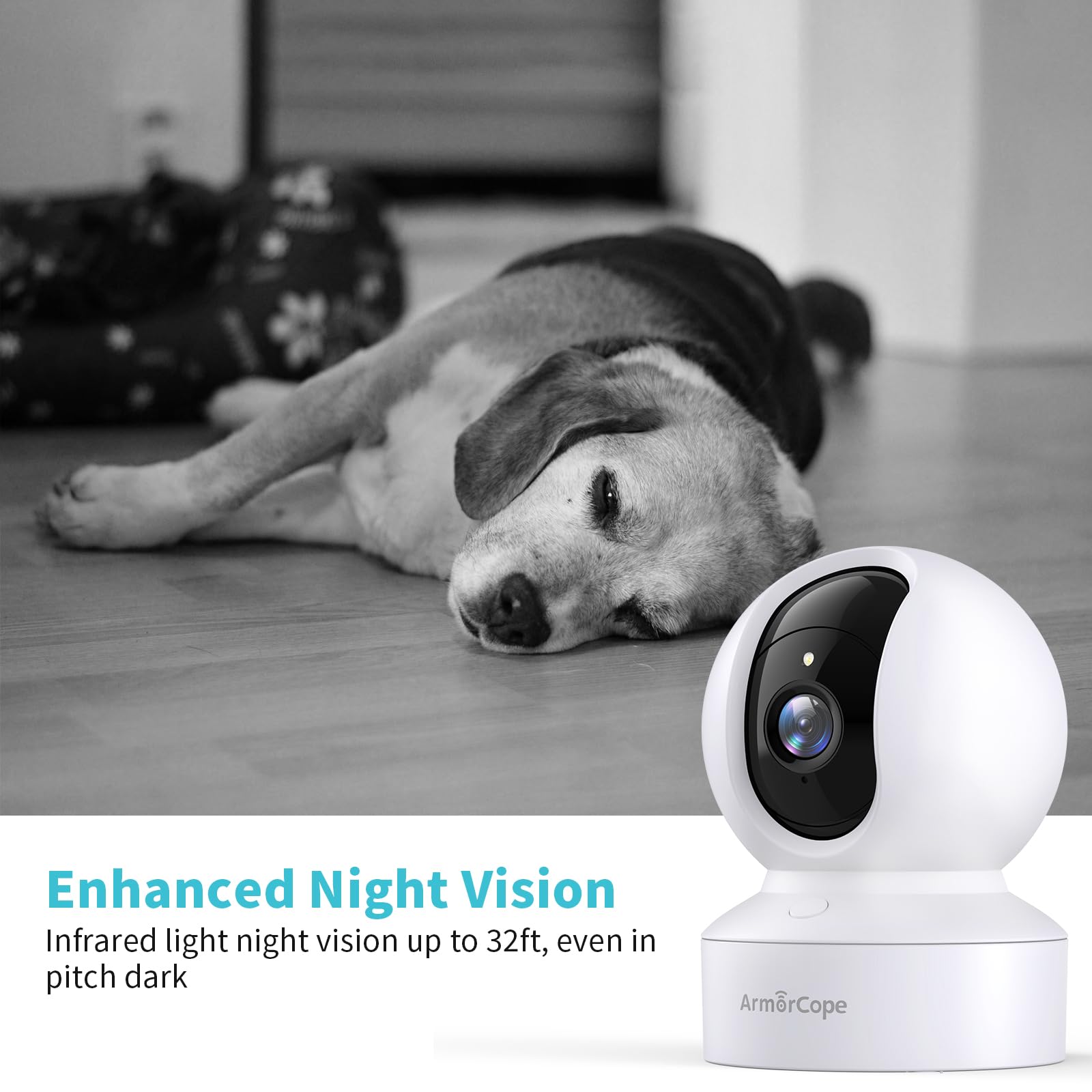 Armorcope Pet Camera, 2K Hd Dog Camera With Phone App, 360 Pan/Tilt View Puppy Cam, One Click Call For Baby Monitor, Magivpix Ni