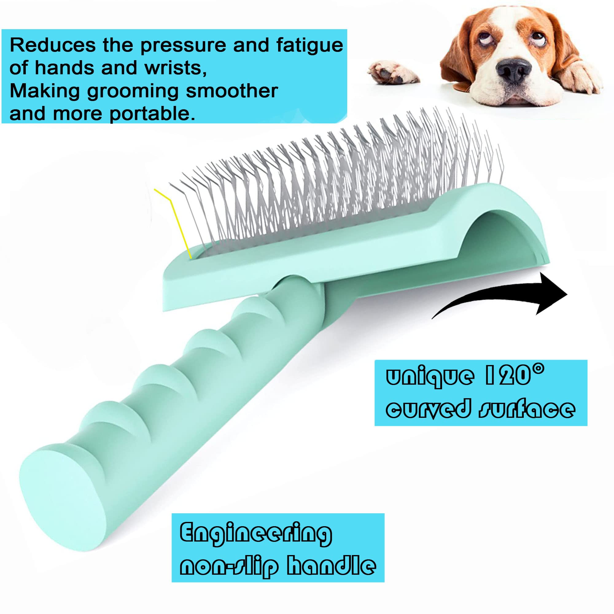 Tinypoint Large Slicker Brush For Dogs,Cats,Extra Long Pin Shedding Brush For Long Haired Dog,Cat, Pet Grooming Wire Brush For Thick Undercoat Curly Hair,25Mm(1'),Green