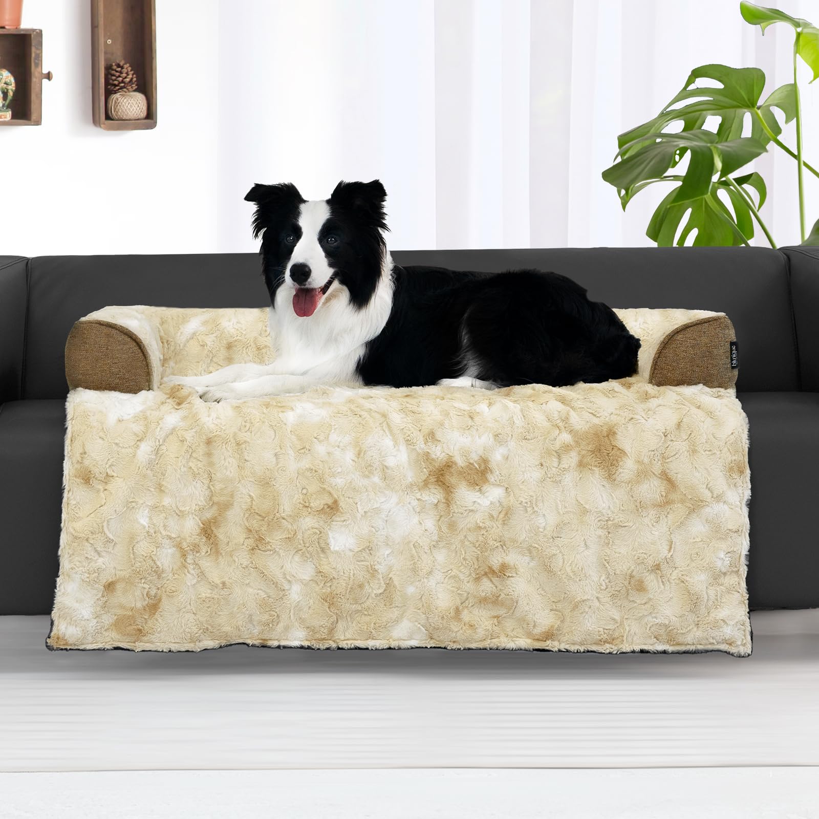 Blunique Calming Dog Couch Bed For Large Dogs, 41 X 37 Inch Waterproof Removable Dogs Mat Couch Cover For Furniture Protector, N