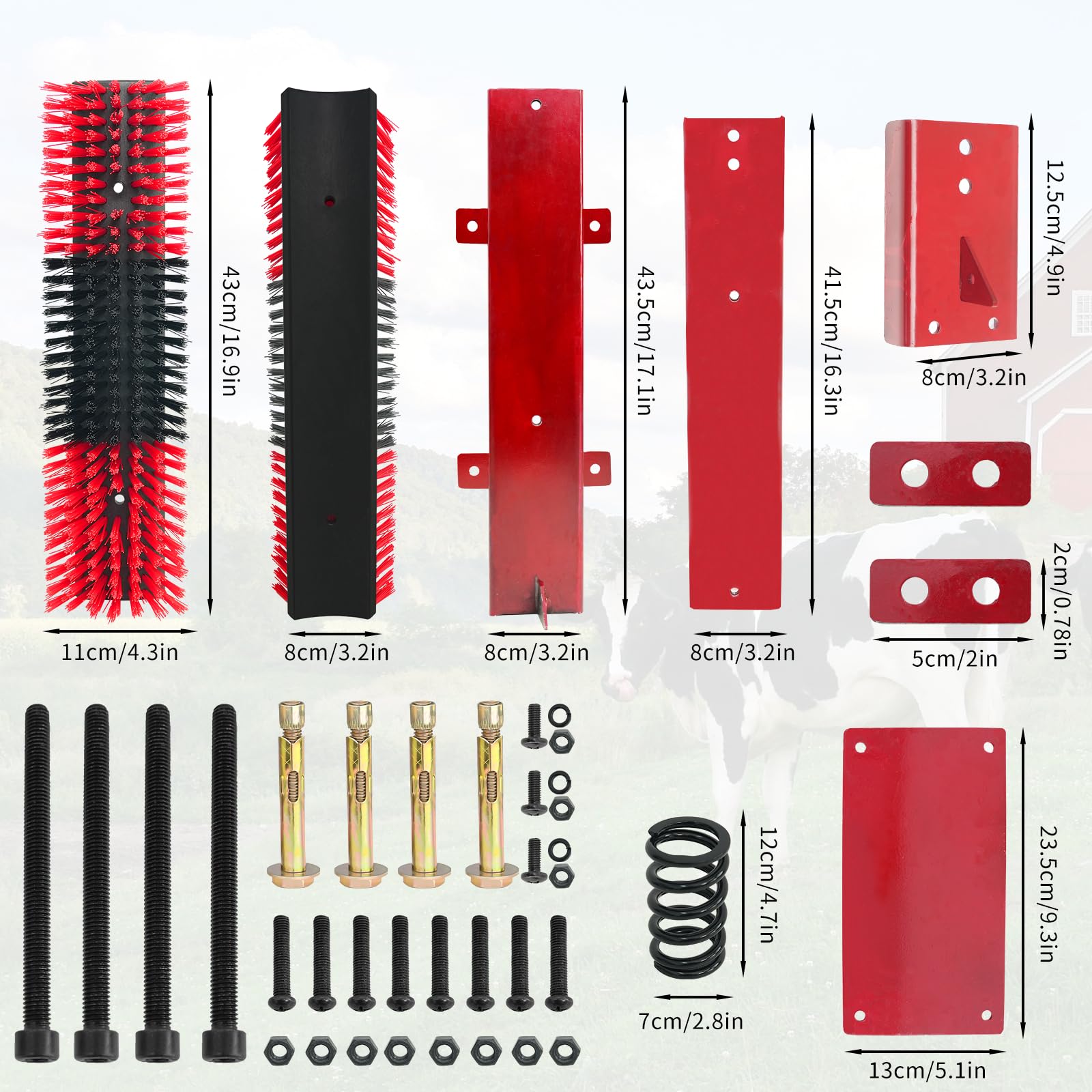 Livestock Scratch Brush With Spring Iron Holder,Animal Back Scratching Brush For Cow,Cattle,Sheep, Horses,Pigs,Massage Grooming