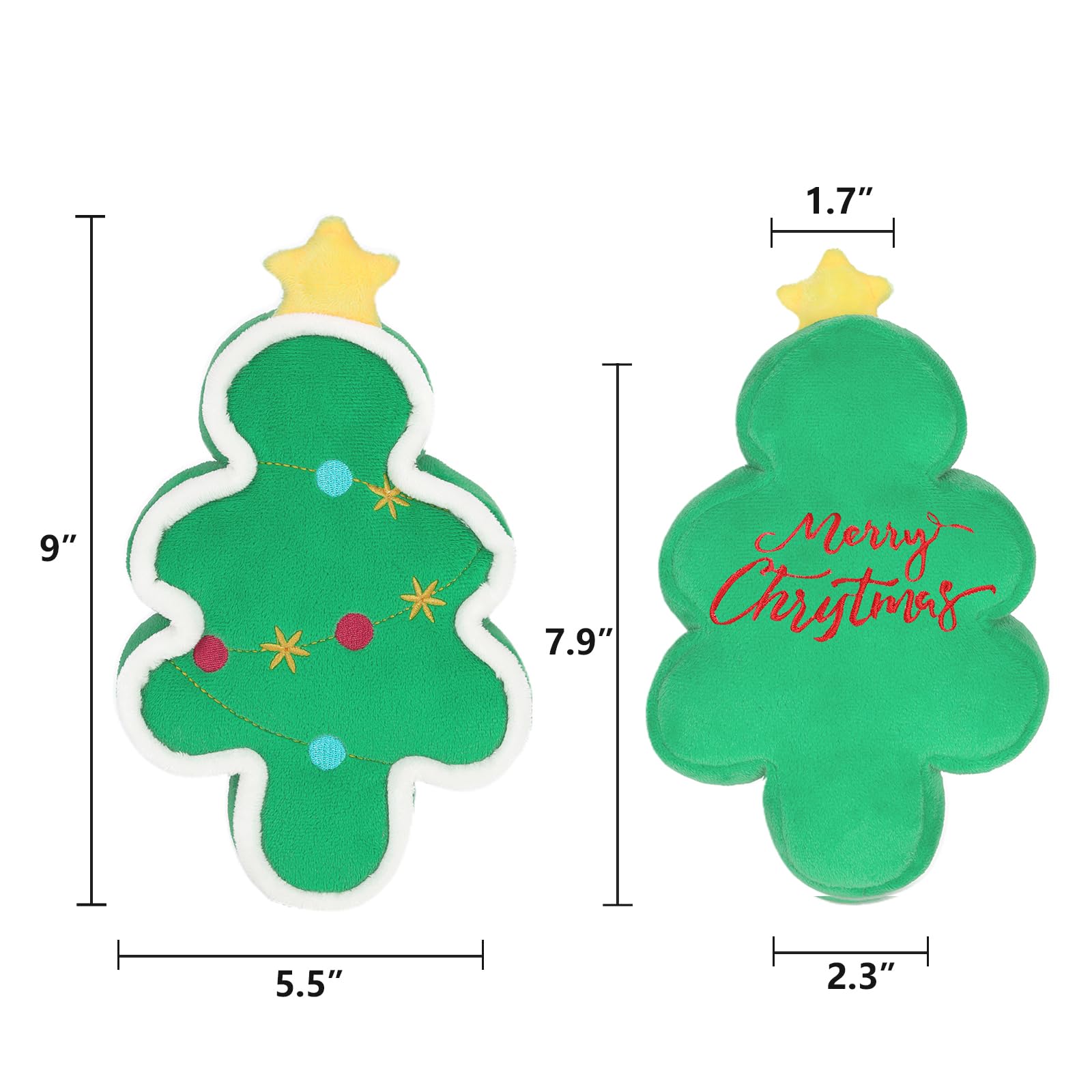 Dododola Dog Toys Squeaky Christmas Tree Gift Plush Dog Toys Stuffed Dog Toys With Crinkle Paper For Large Dogs Medium Puppy