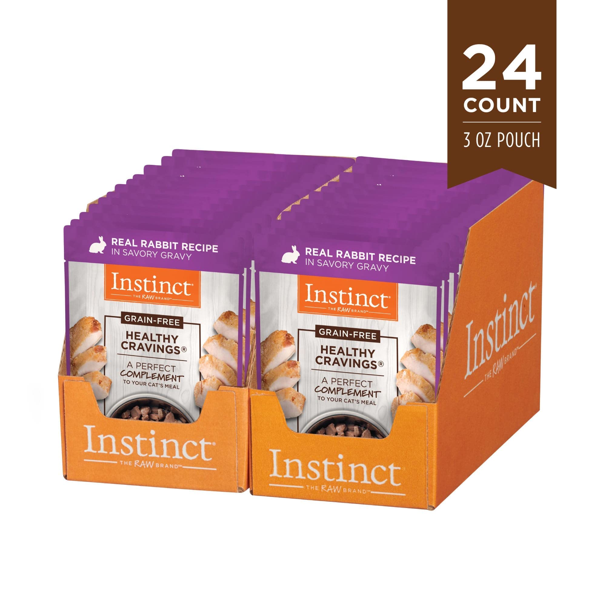 Instinct Healthy Cravings Grain Free Real Rabbit Recipe Natural Wet Cat Food Topper, 3 Ounce (Pack of 24)