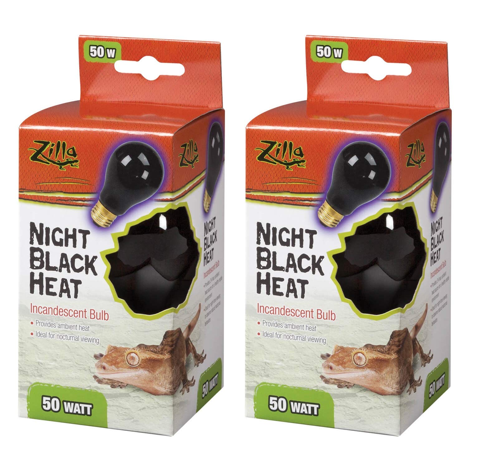 Zilla Night Black Heat Incandescent Bulb For Reptiles [Set Of 2] Watt: 50 Watts