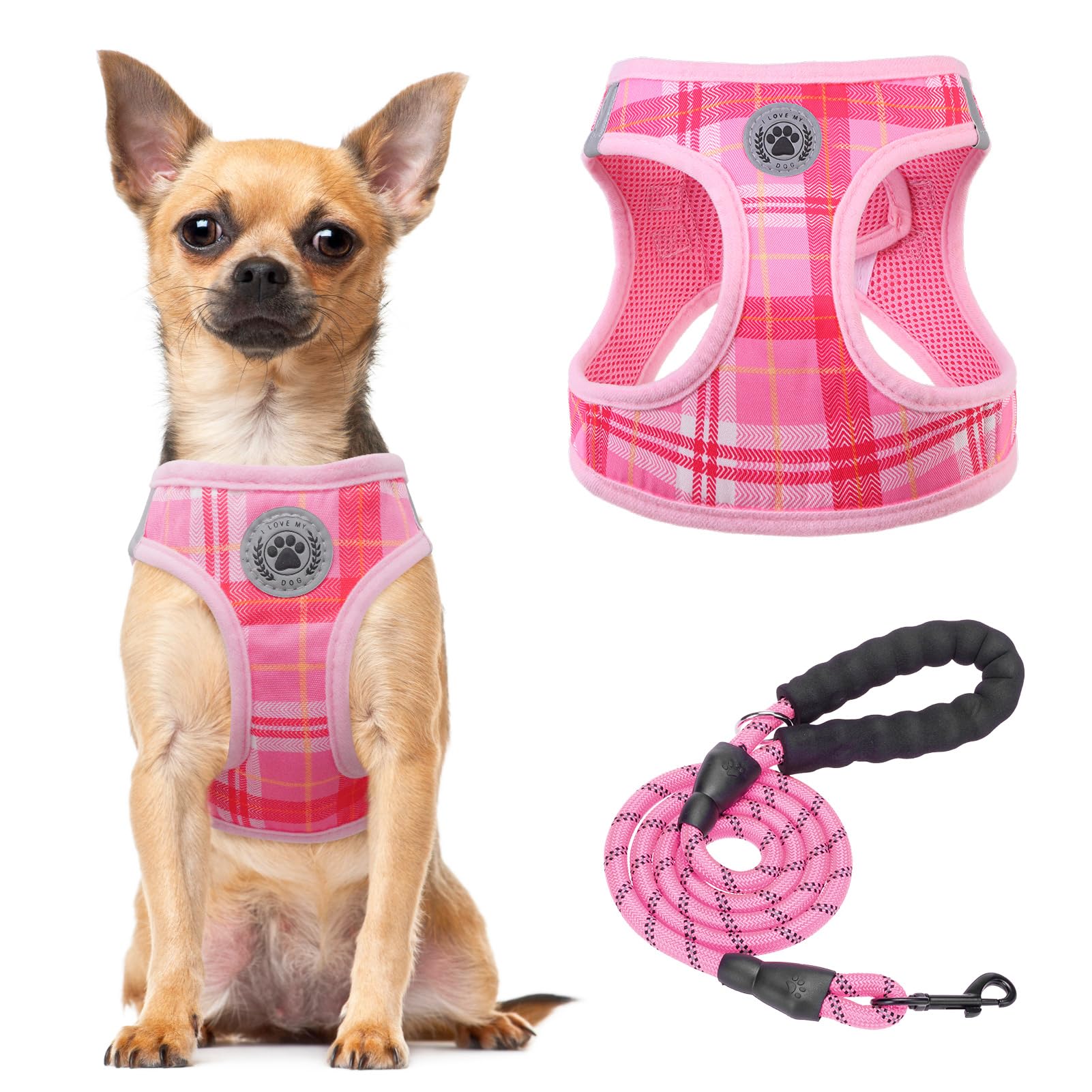 Beautyzoo Small Dog Harness And Leash Set, Step In No Choke No Pull Soft Mesh Dog Harnesses Reflective For Small Medium Puppy Do