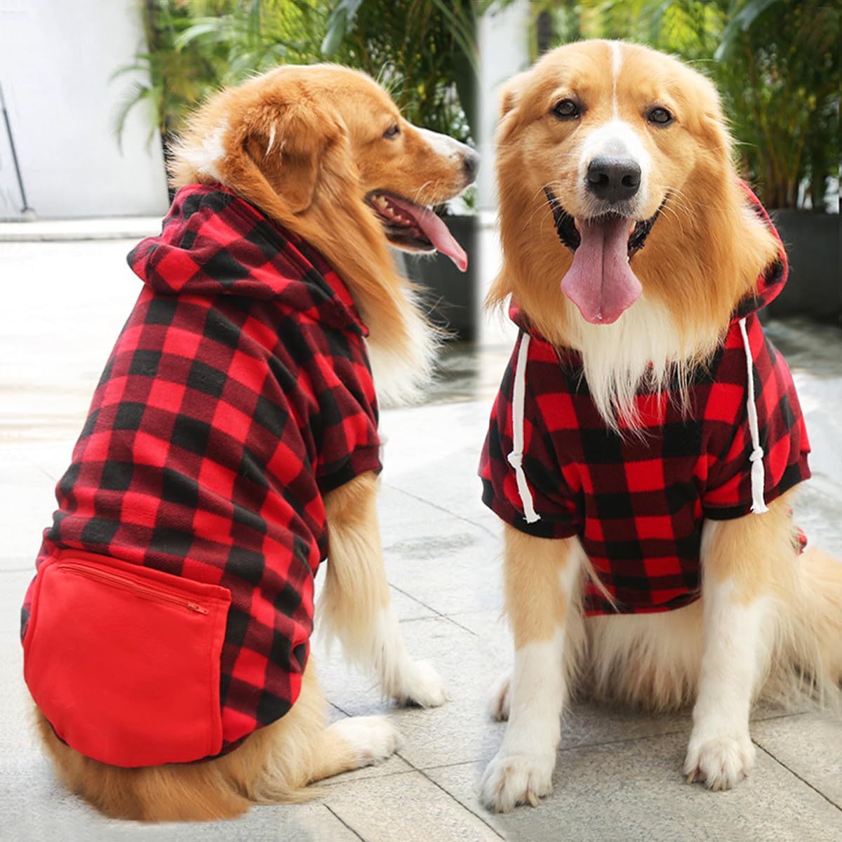 Mrcopetal Plaid Dog Sweatshirt - Soft Brushed Fleece Hoodie With Zipper Pocket For Dogs Winter Coat Cotton Pet Hoodie Small To 5