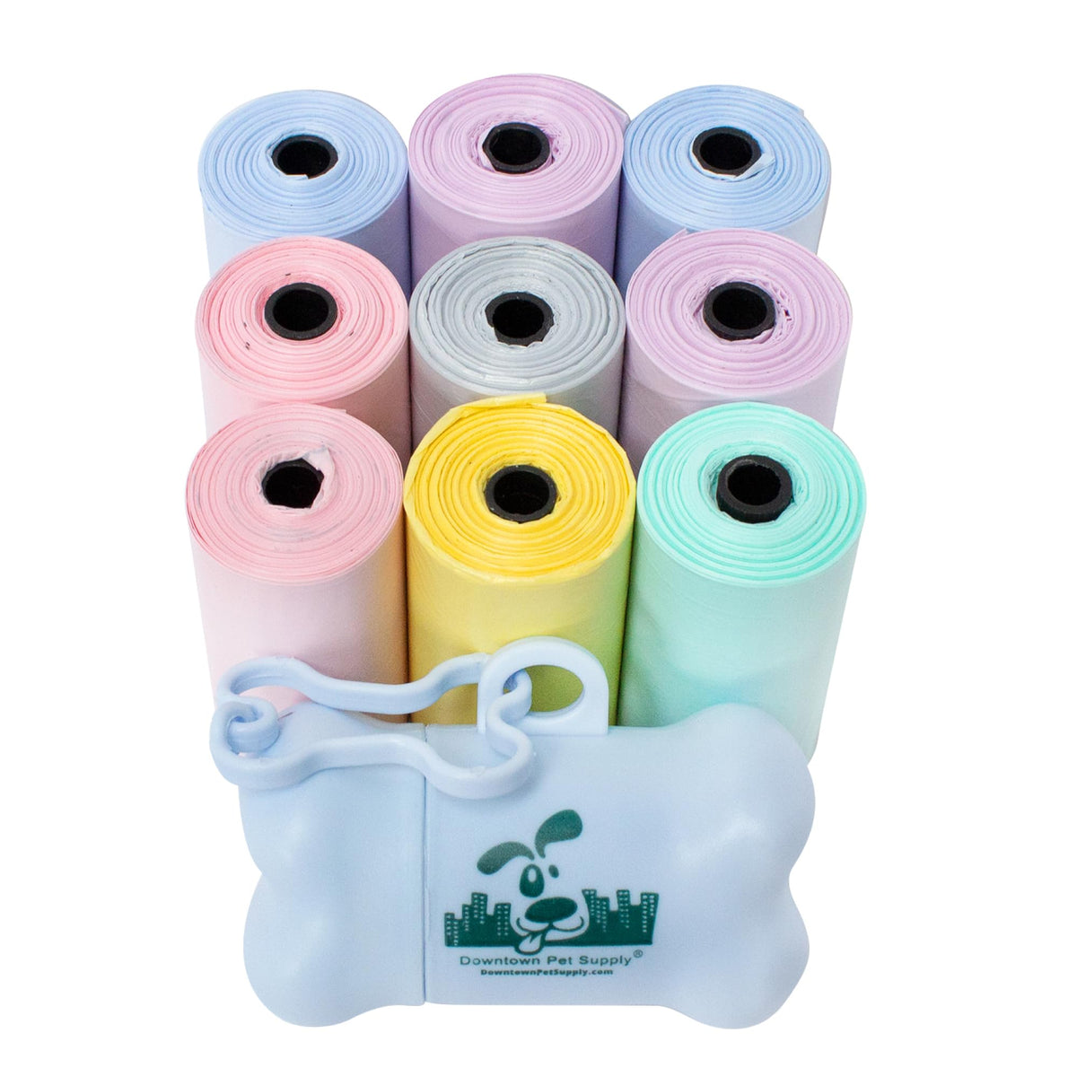 Downtown Pet Supply Unscented Poop Bags For Dogs With Dispenser, 180 Count - Leak-Proof Dog Waste Bags And Bone-Shaped Dog Poop 