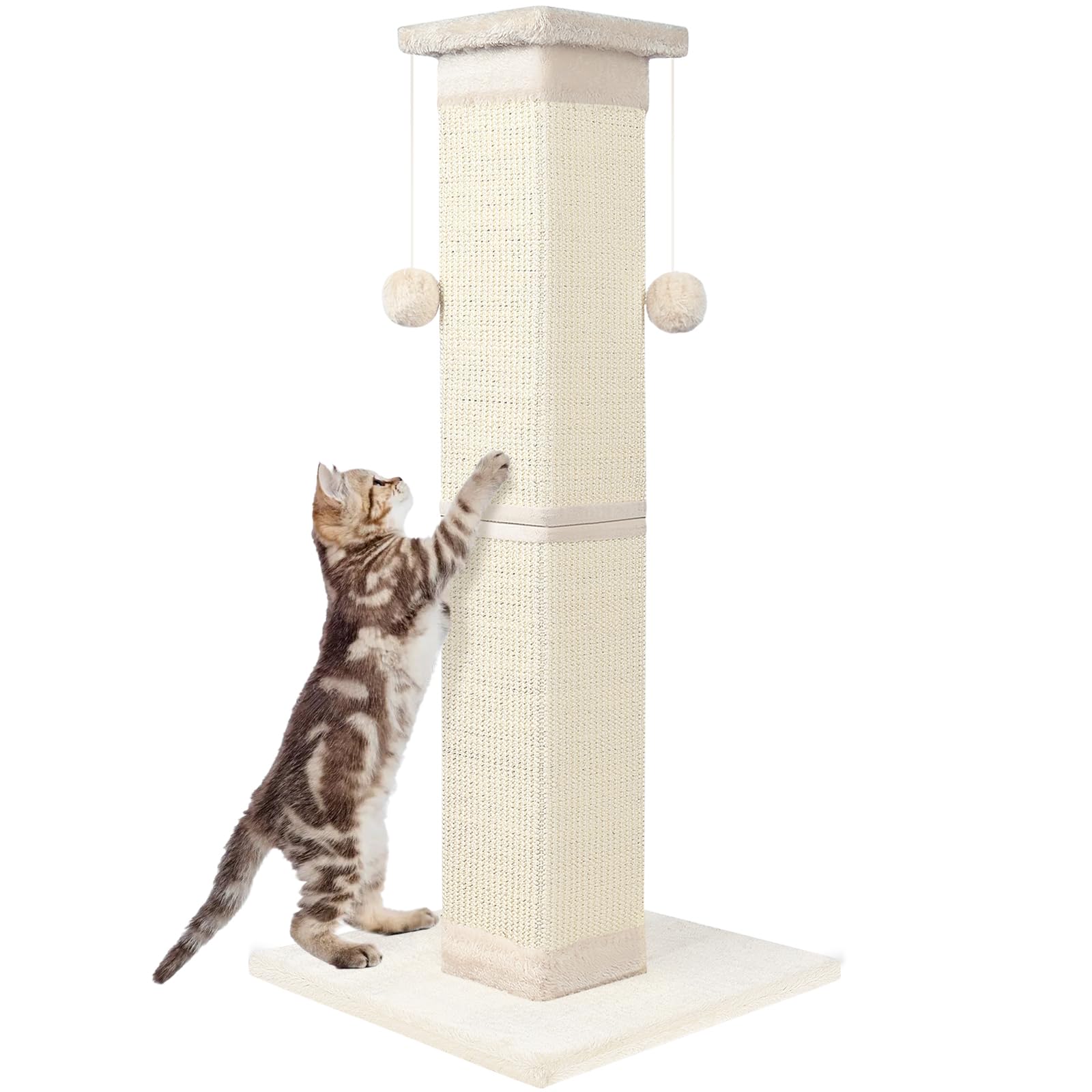 Socater Cat Scratching Post 33 Inch Nature Sisal Cat Scratch Post For Indoor Cats, Large Cat Scratcher Protect Your Furniture, F
