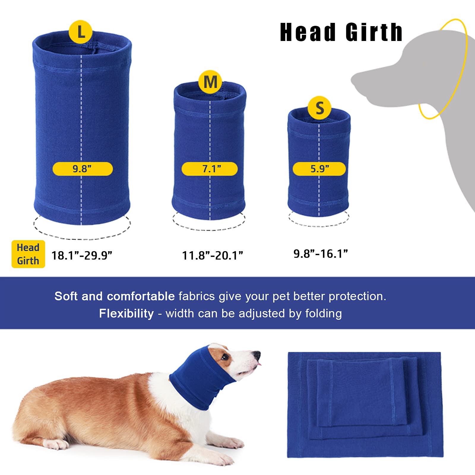 Nanaki Dog Calming Hoodie Quiet Head Cover Sleeves-Ear Covers Hood For Noise Bath, The Grooming And Force Drying Head Protection