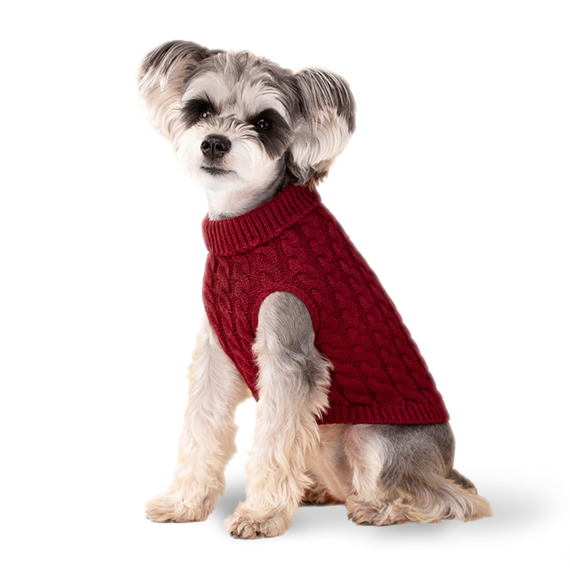 Dog Sweater, Red XS Dog Pullover Sweater, Turtleneck Knitwear, Dog Outfits for Small Dogs and Medium Dogs, Warm Clothes for Bull