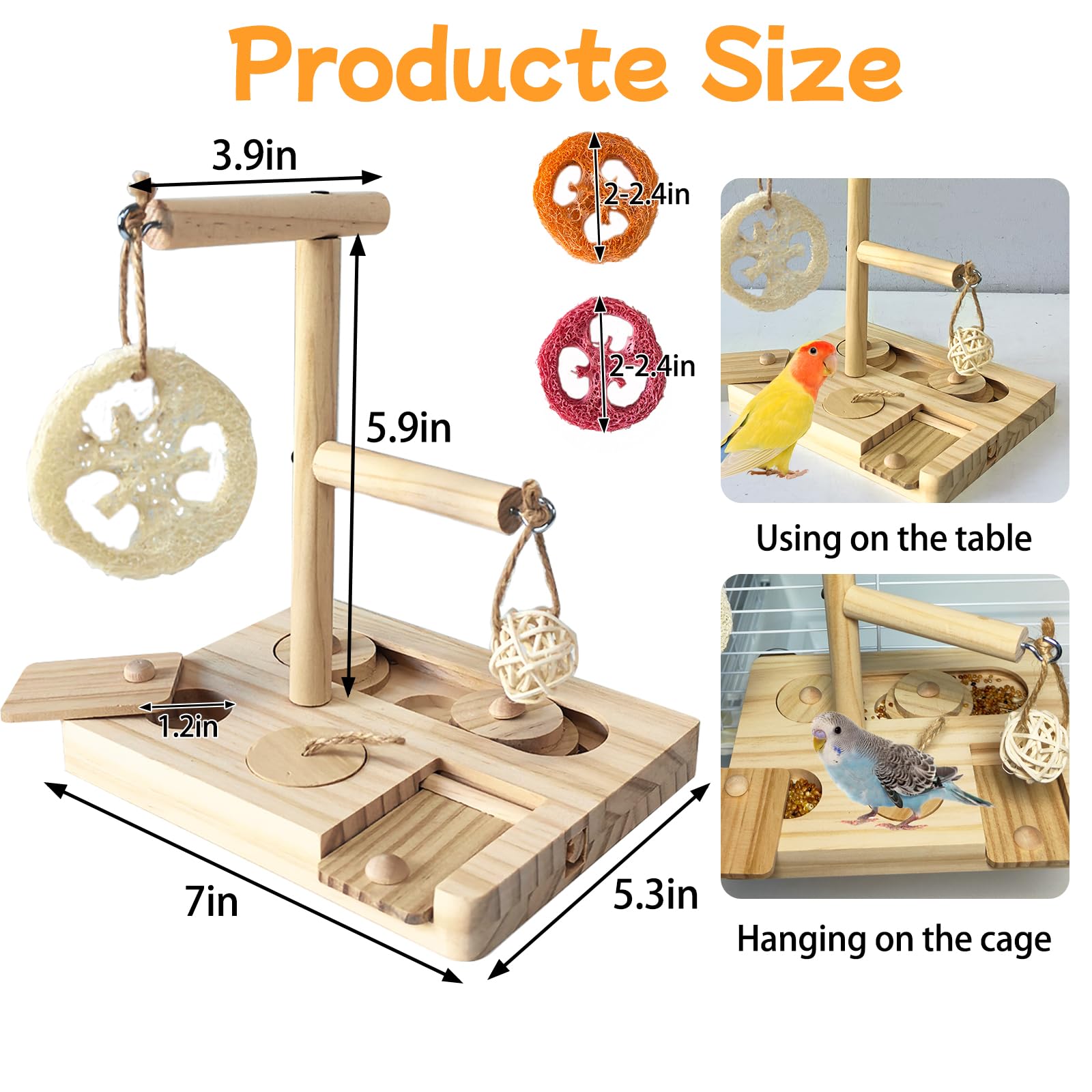 Bird Foraging Toys Parrot Enrichment Puzzle Toy Bird Playground Exploring Platform with Perch Chewing Toy for Small Birds Parake