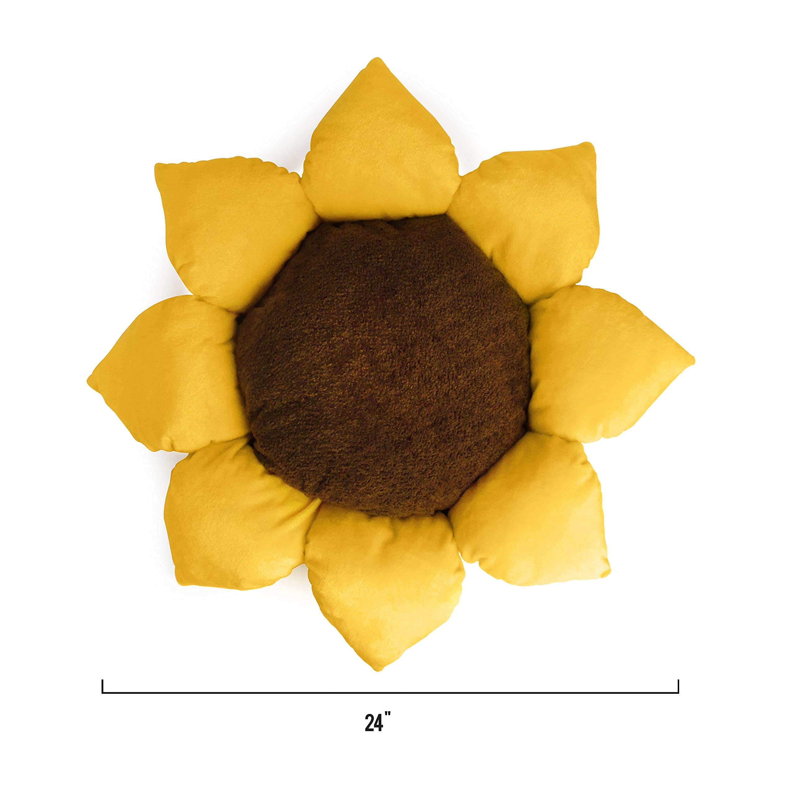 TONBO Soft Plush Dog Cat Bed, 24" Diameter, Polyester, Washer & Dryer Friendly, Sunflower Color, Model 13253