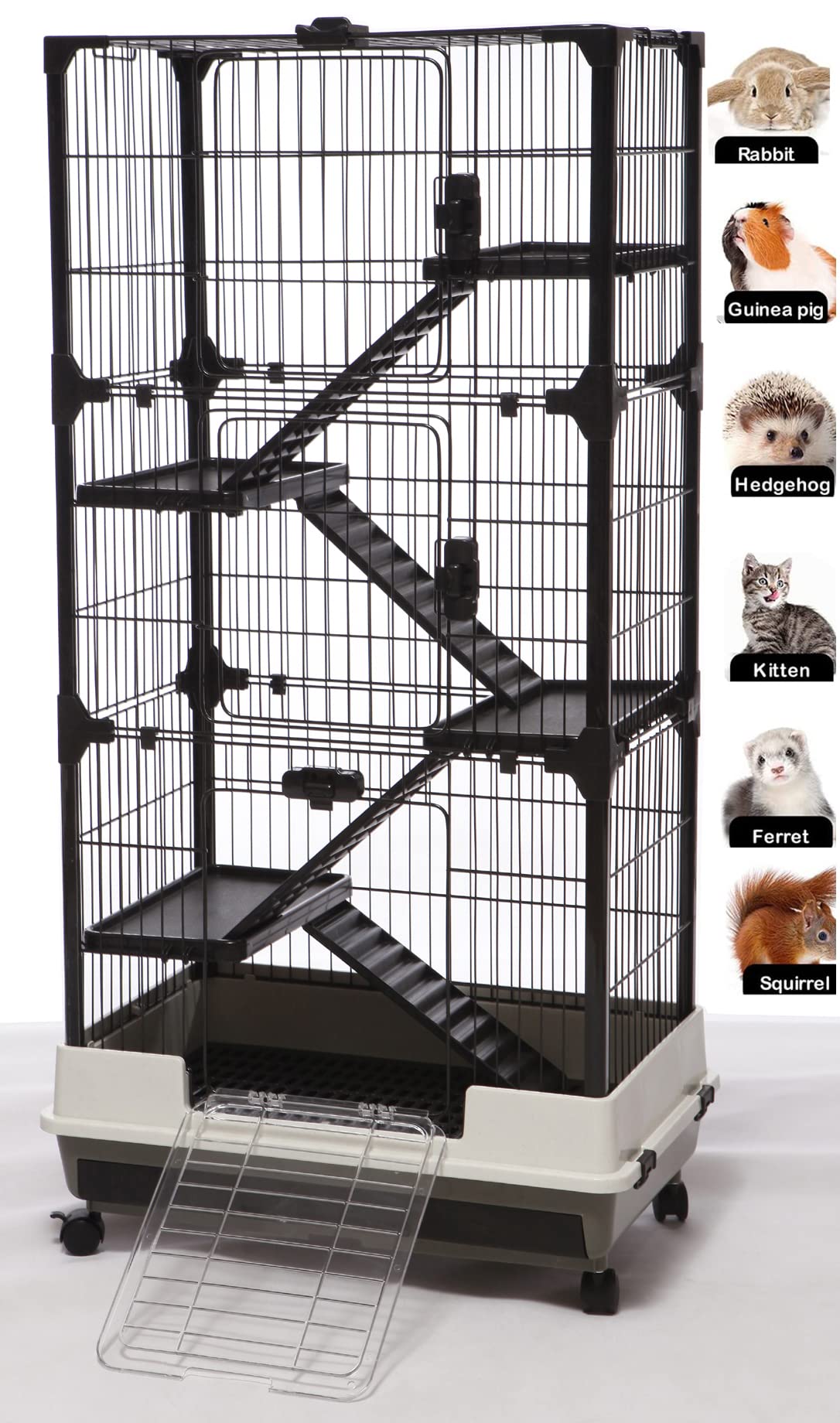 Large 5-Tiers Deluxe In/Outdoor Chinchilla Ferret Squirrel Hedgehog Kitten Rabbit Bunny Hutch House Critter Habitat Mesh Floor E