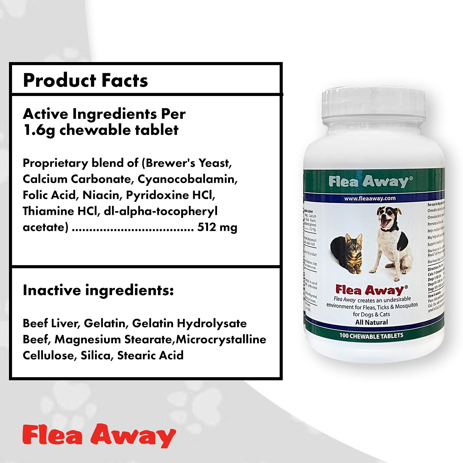 Flea Away Flea, Tick & Mosquito Prevention Chewable Tablets, 100 Count, 2 Pack