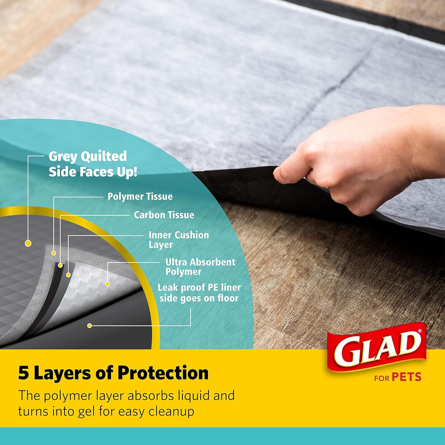 Glad for Pets Activated Charcoal Dog Training Pads, Small Size 17.5 x 23.5 Odor Absorbing, Pee Pads for Dogs Perfect for Trainin