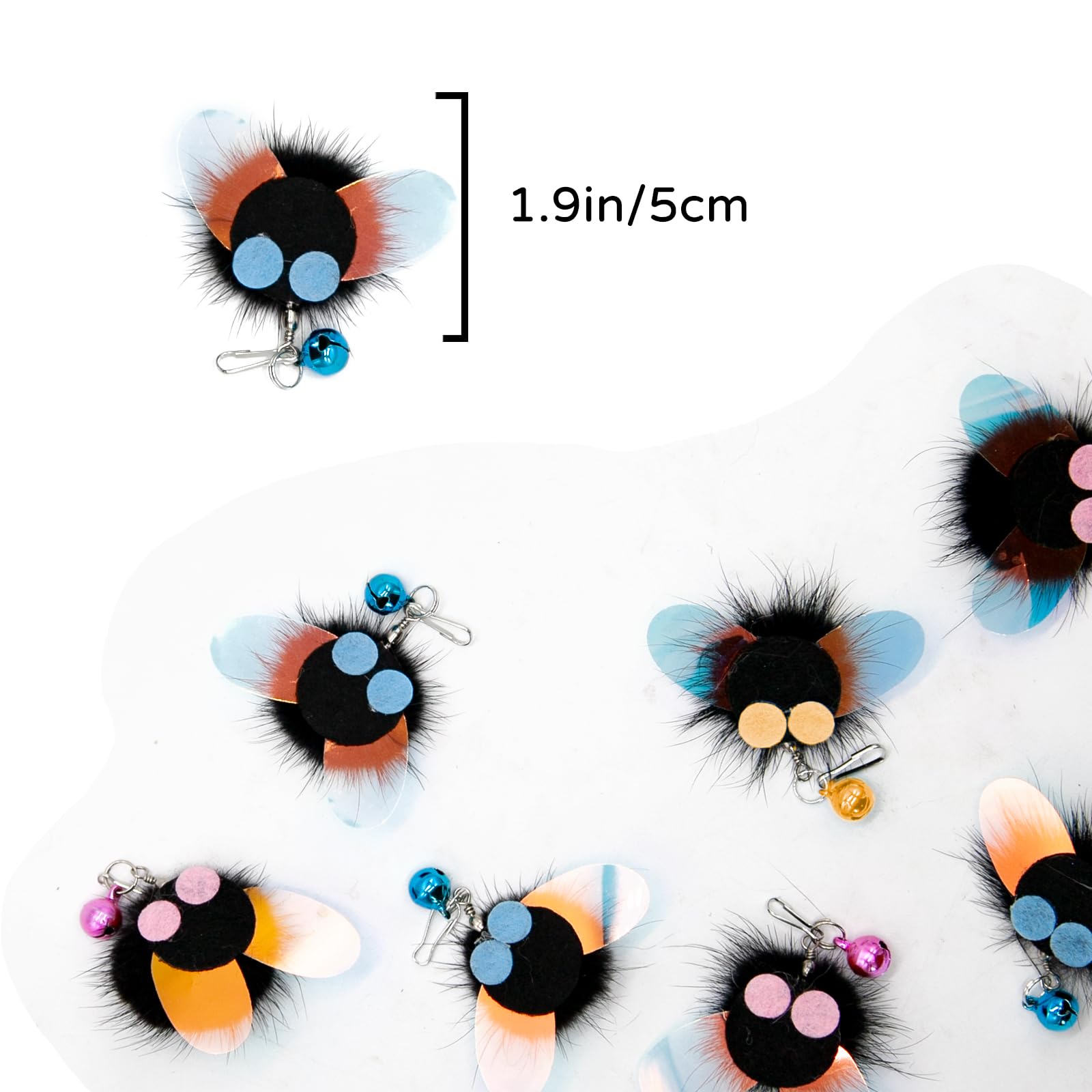 Mooipur Cat Toy Insect Replacements, 6 Pcs Small Fly Set For Cat Wand Toys, Cat Door Hang Toys, Bug Refills With Bells, Handmade