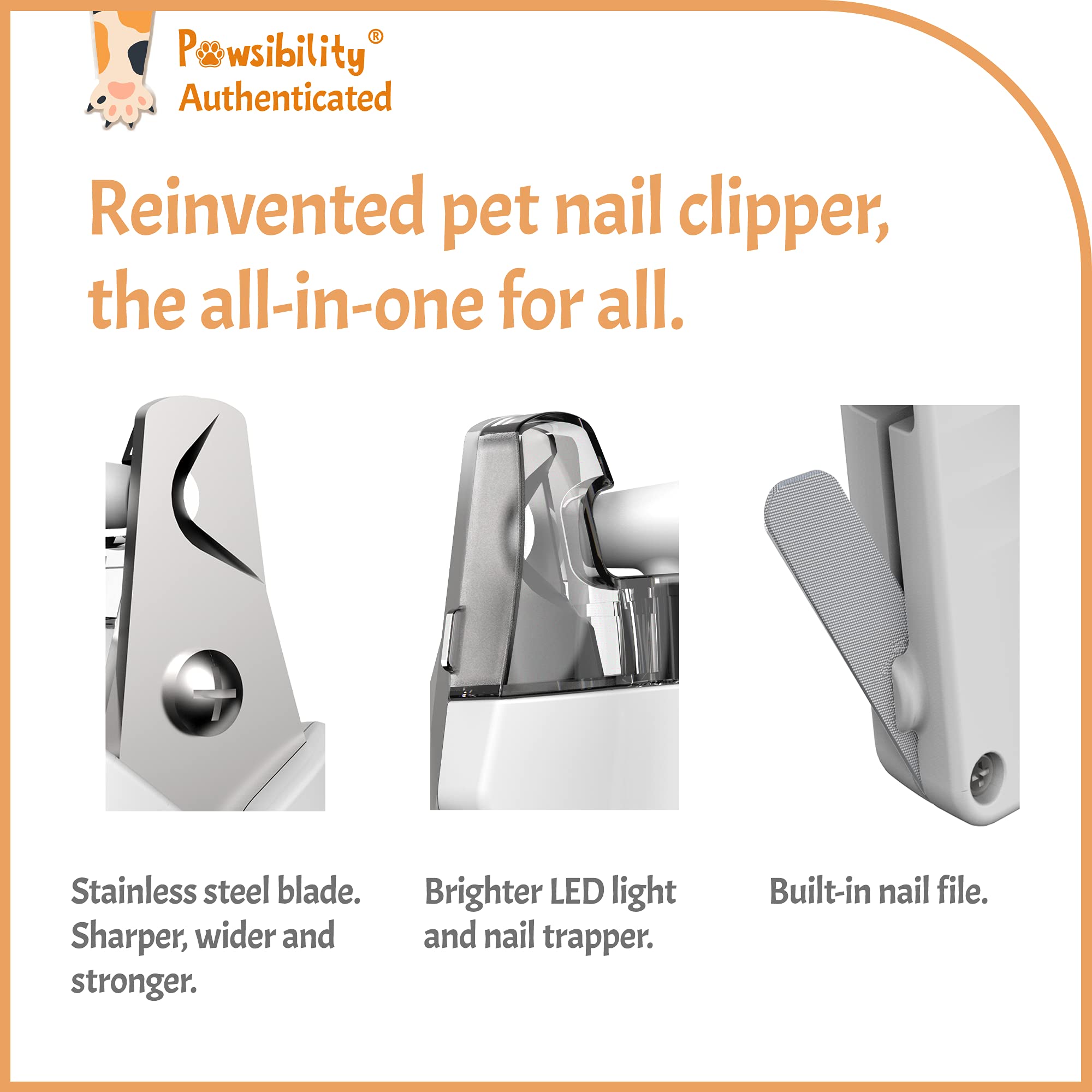 Pawsibility - Reinvented Pet Nail Clippers For Your Pal - Usb Rechargeable Led Light For Bloodline | Razor Sharp And Durable Bla