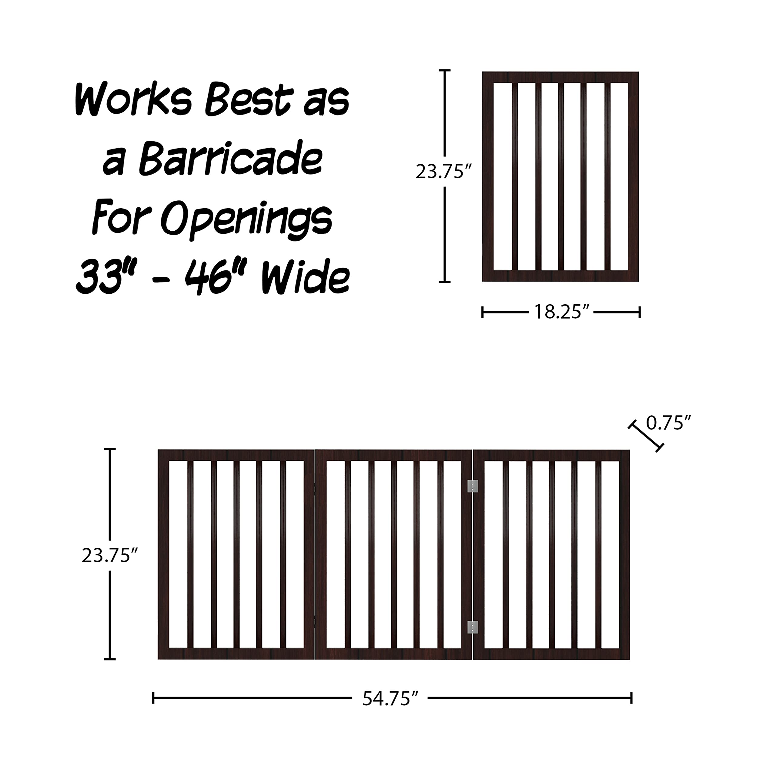 Indoor Pet Gate - 3-Panel Folding Dog Gate For Stairs Or Doorways - 54X23.75-Inch Freestanding Pet Fence For Cats And Dogs By Pe