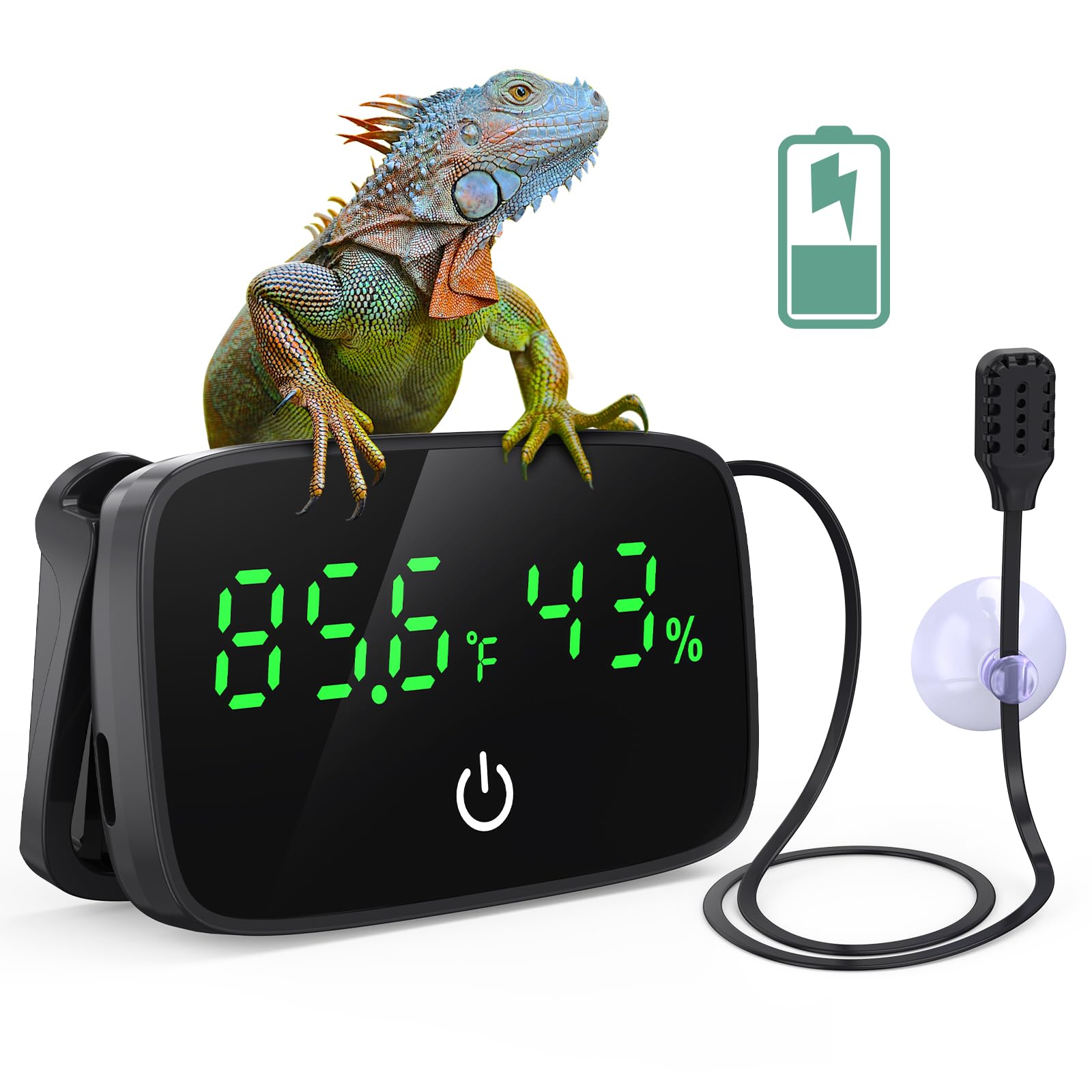 PAIZOO Reptile Thermometer Hygrometer, LED Digital Terrarium Thermometer and Humidity Gauge Snake Tank Accessories with USB Char