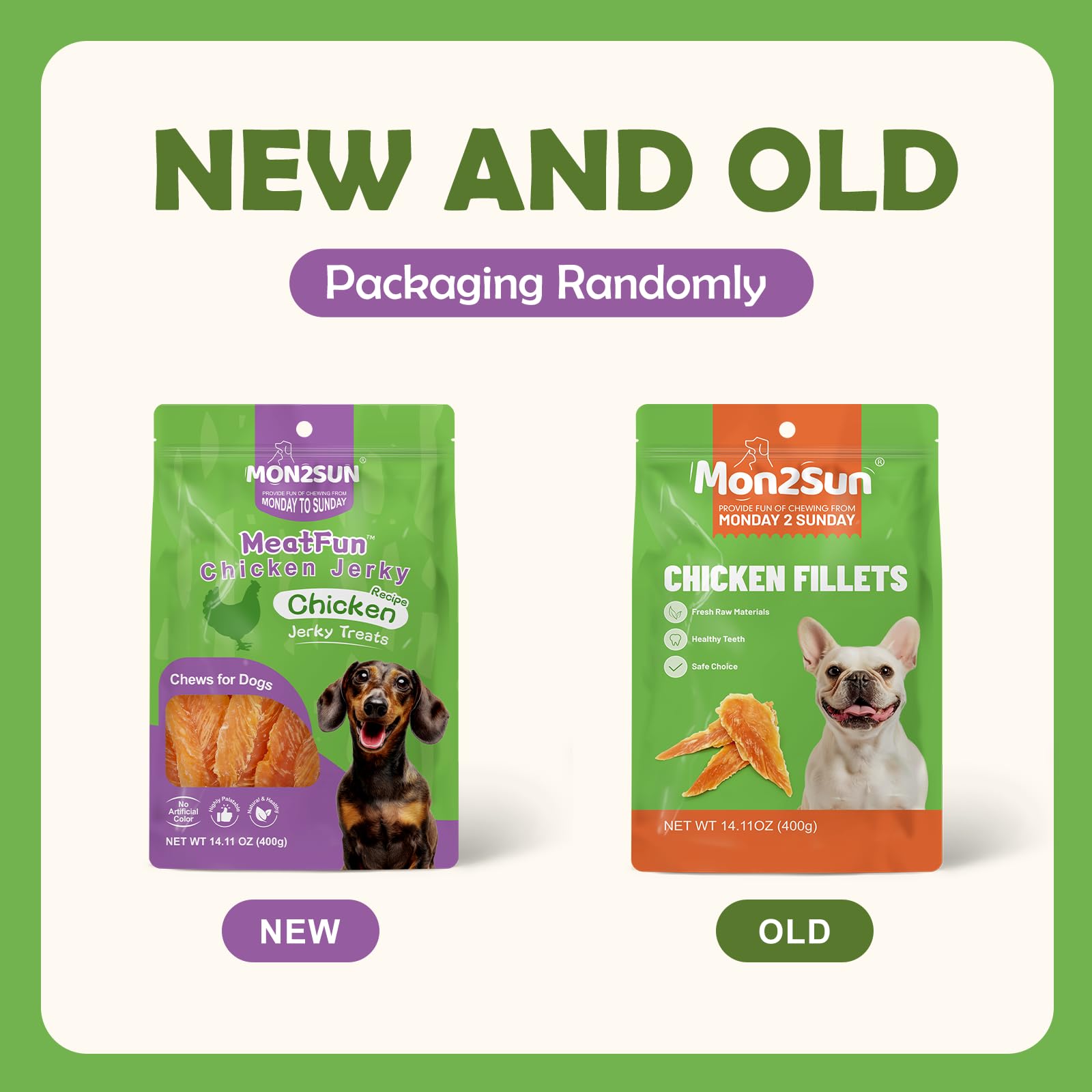 MON2SUN Chicken Jerky Dog Treats Made with Chicken Breast, High Protein & Grain Free, Training Treats for Small to Large Dogs (1