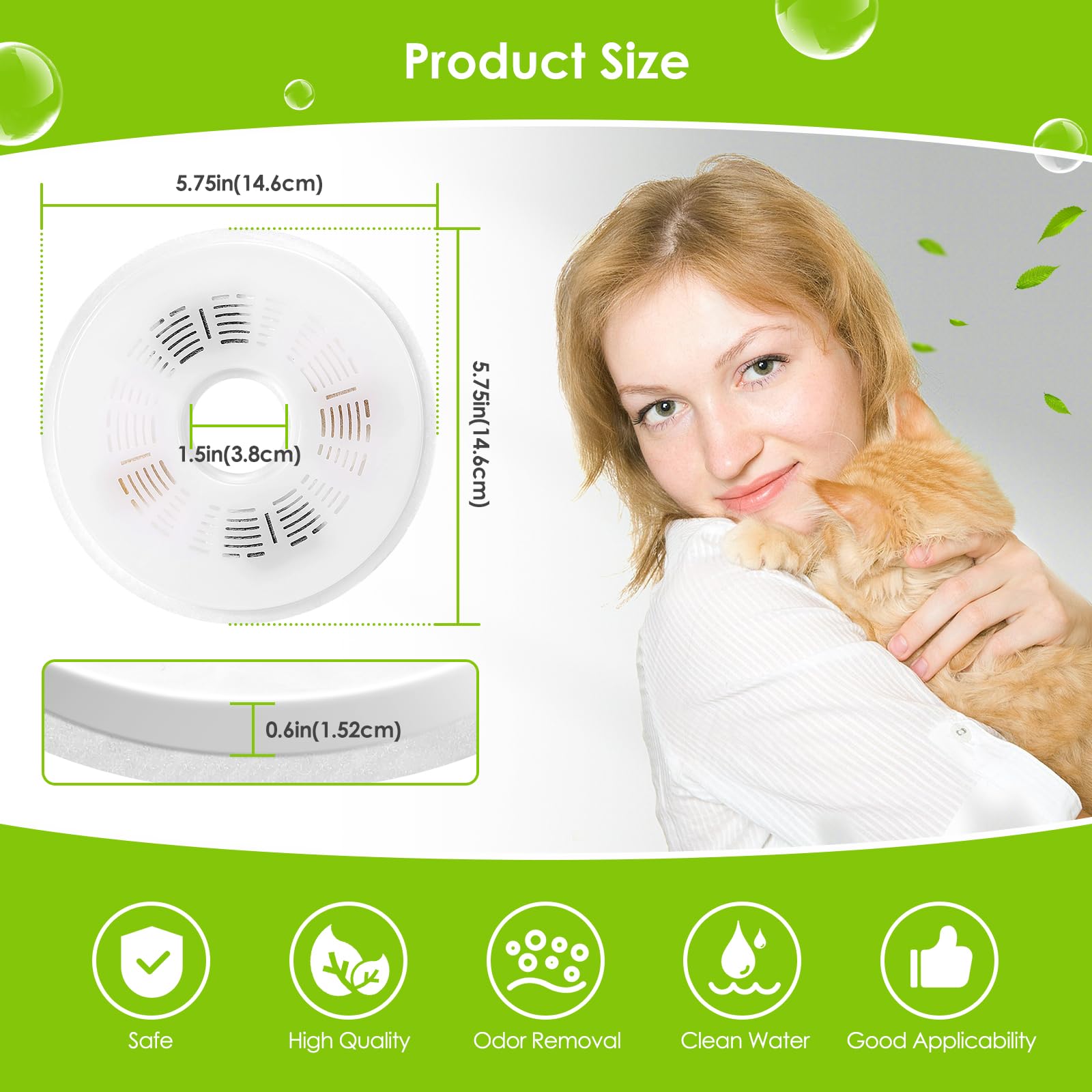 Cat Water Fountain Filters, 6 Pack Triple Action Water Fountain Filters, Replacement Cat Drinking Fountain Filters, Activated Carbon Filter Compatible With 3L Flower Pet Water Dispenser Fountain