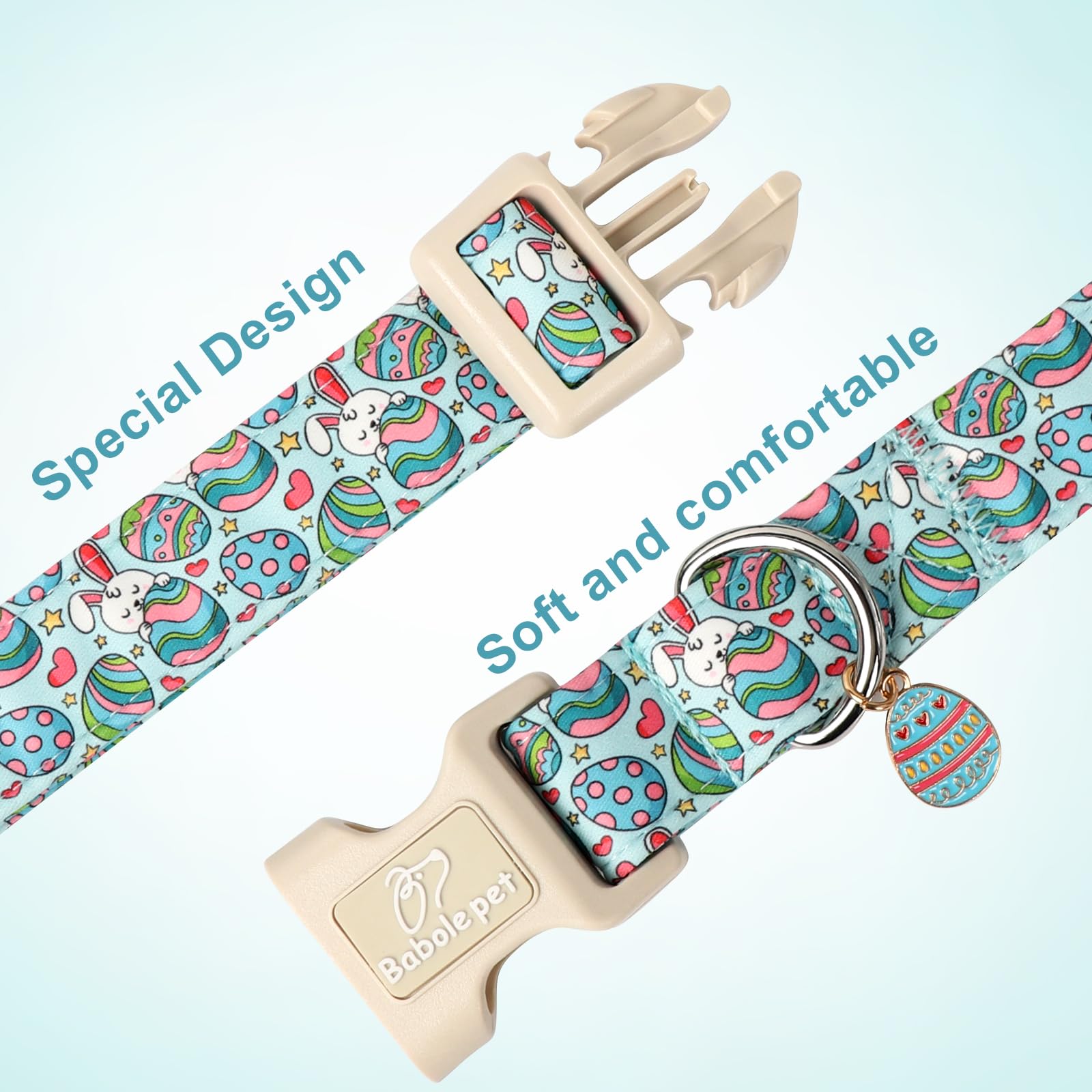 Babole Pet Easter Day Dog Collar, Colorful Easter Eggs Dog Collar with Quick Release Plastic Buckle, Easter Day Gift Rabbit Dog