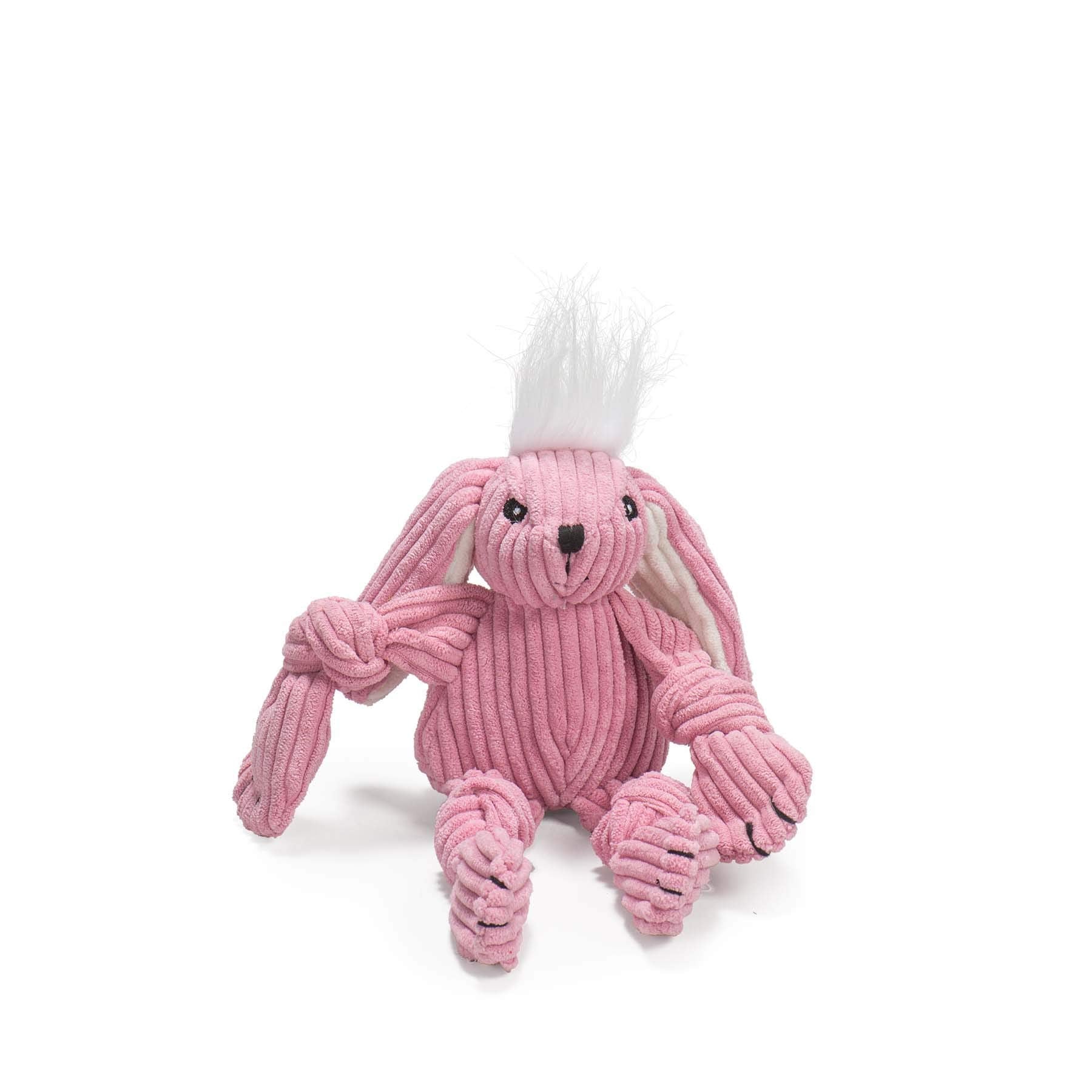 HuggleHounds Plush Corduroy Durable Squeaky Knottie, Dog Toy, Great Dog Toys, Bunny, Small