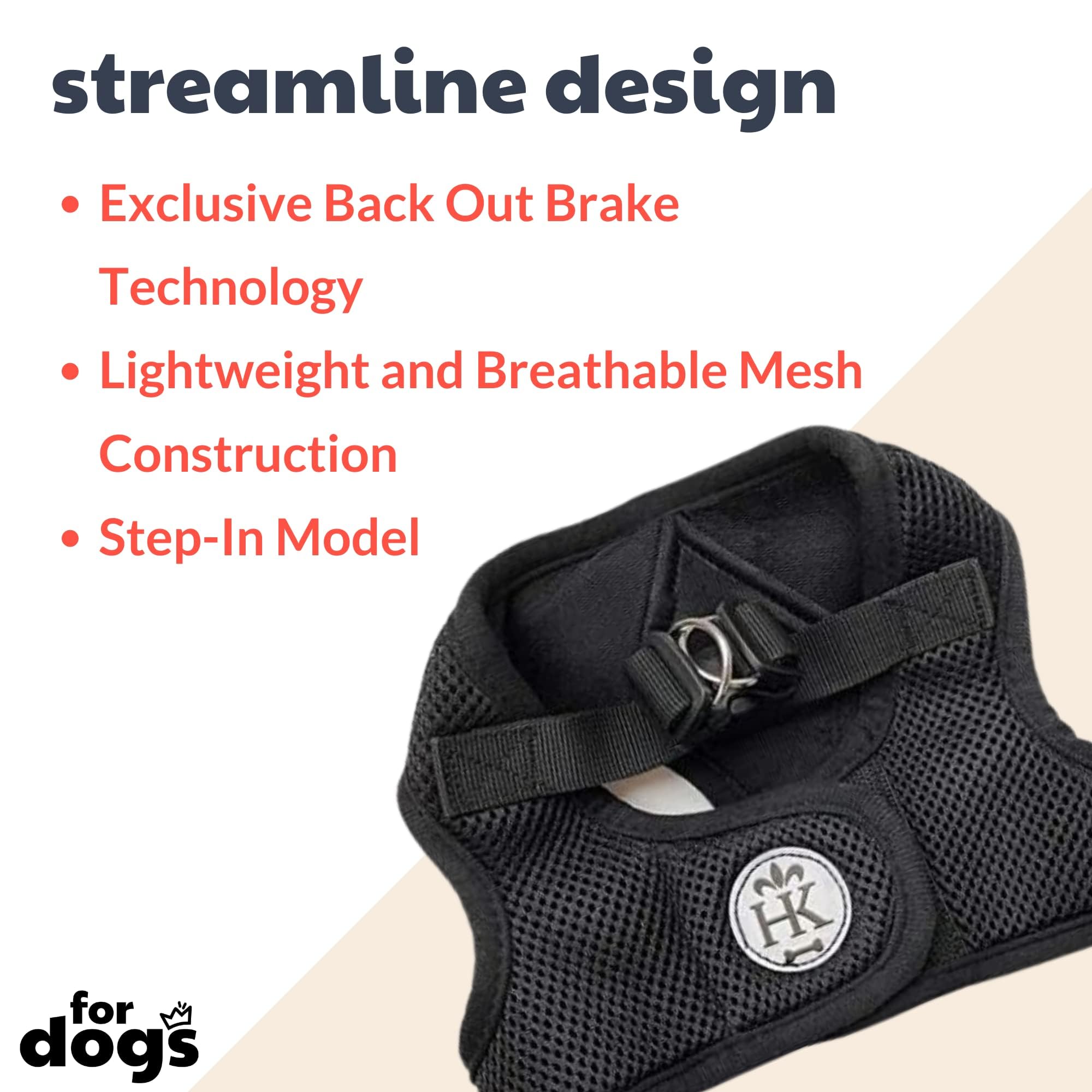 Huxley & Kent Hudson Walking & Training Harness - Black (Extra-Large, 35-50Lbs) - Easy Control Step-In Mesh Vest Harness With Re