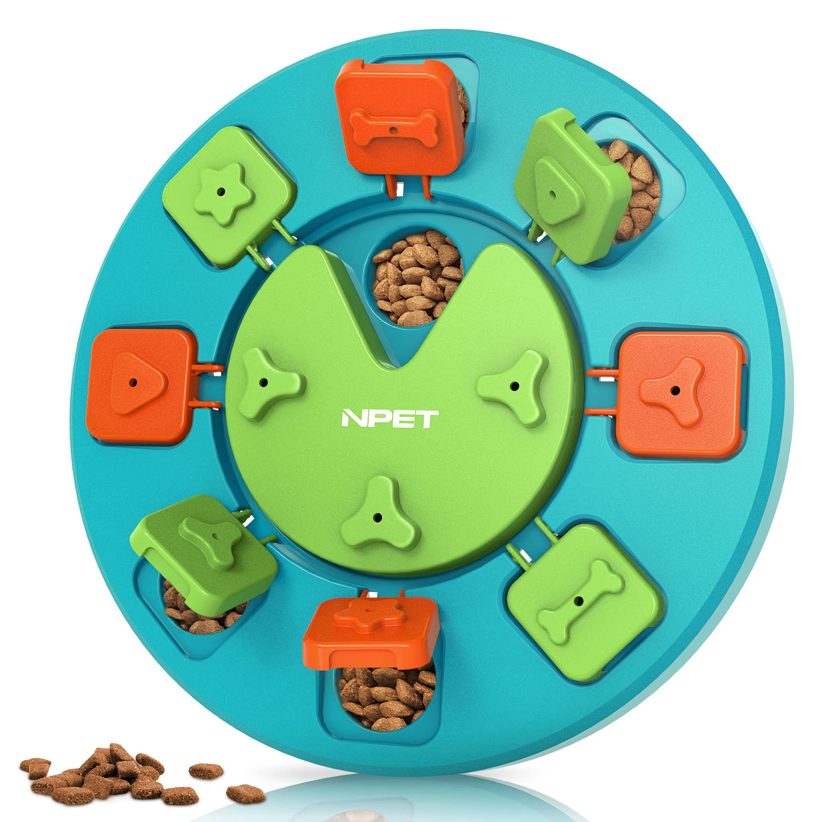 NPET Dog Puzzle Interactive Toys, Dog Treat Dispenser for Pet IQ Training & Mental Enrichment, Slow Feeder for Cats & Small, Med