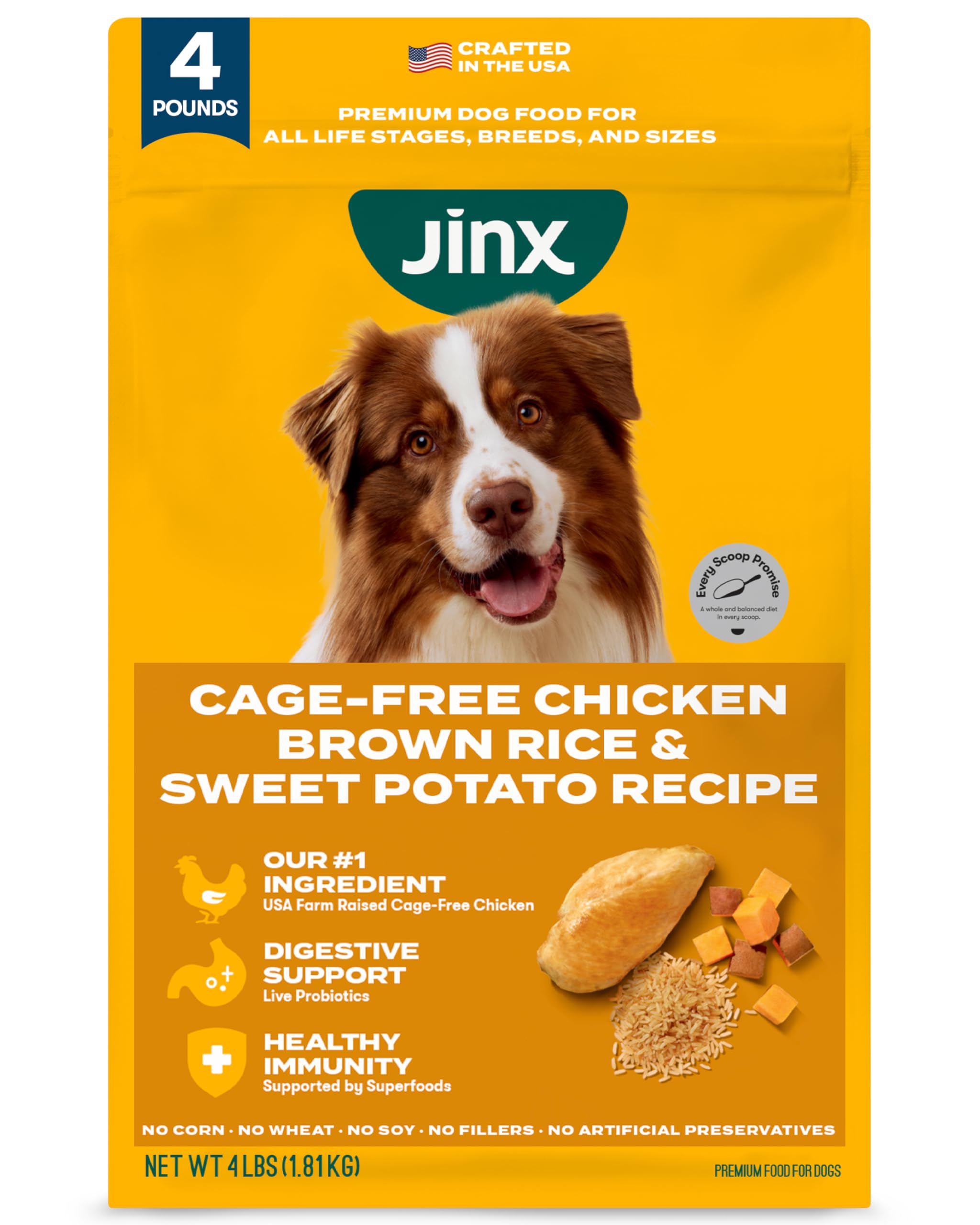 Jinx Premium Dry Dog Food, for All Lifestages - Real Chicken, Brown Rice & Sweet Potato Kibble with Superfoods for Immune Suppor