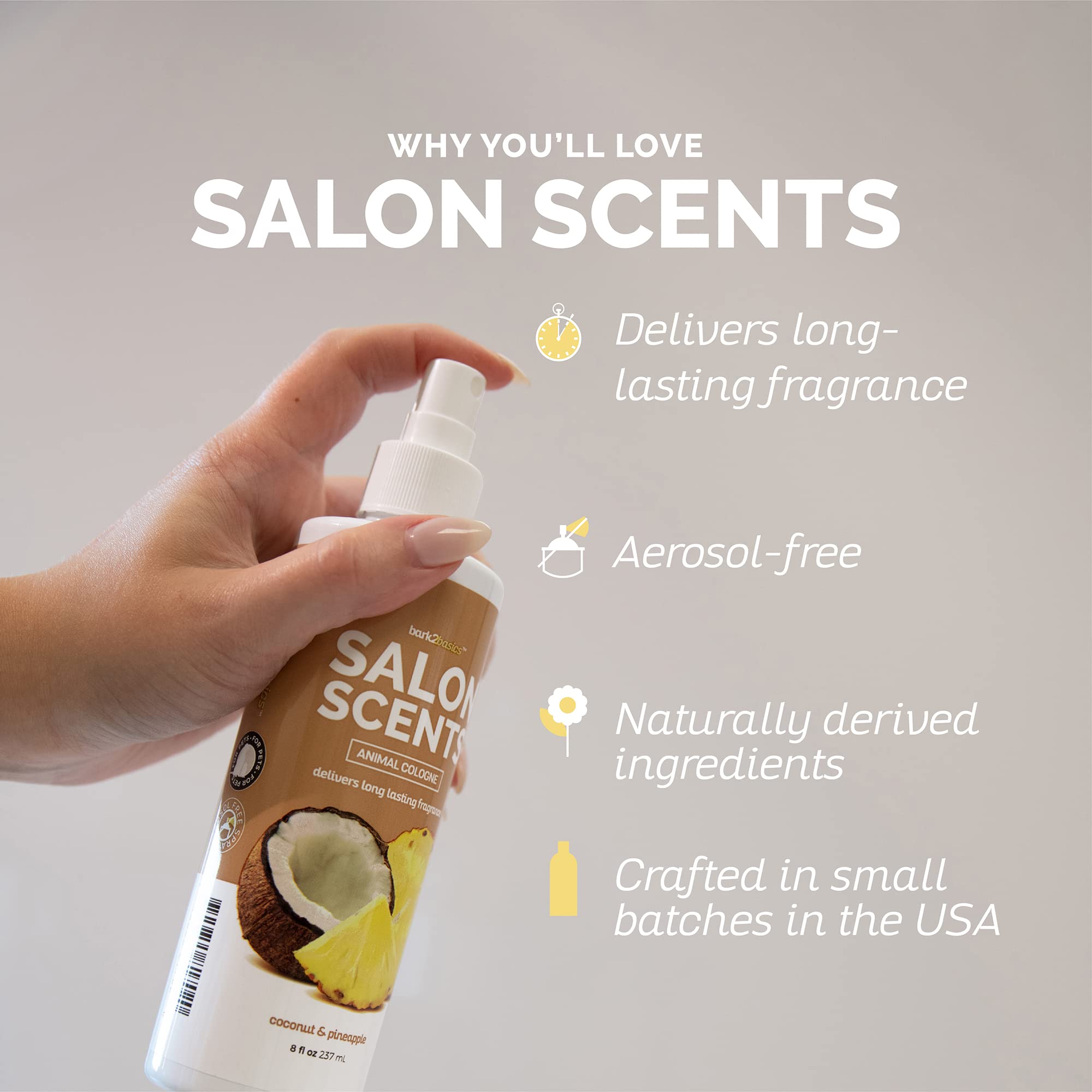 Bark2Basics Salon Scents Pet Grooming Cologne - 8 Oz, Natural Professional Perfume For Dogs And Cats, Long Lasting, Deodorizing, Made In The Usa (Sweet Italian Lemon)