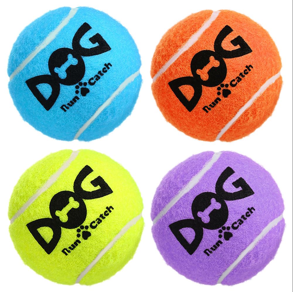 Insum Squeaky Dog Balls - Squeaky Tennis Balls For Dogs, Multicolor | Large - 3.0', 4Pack