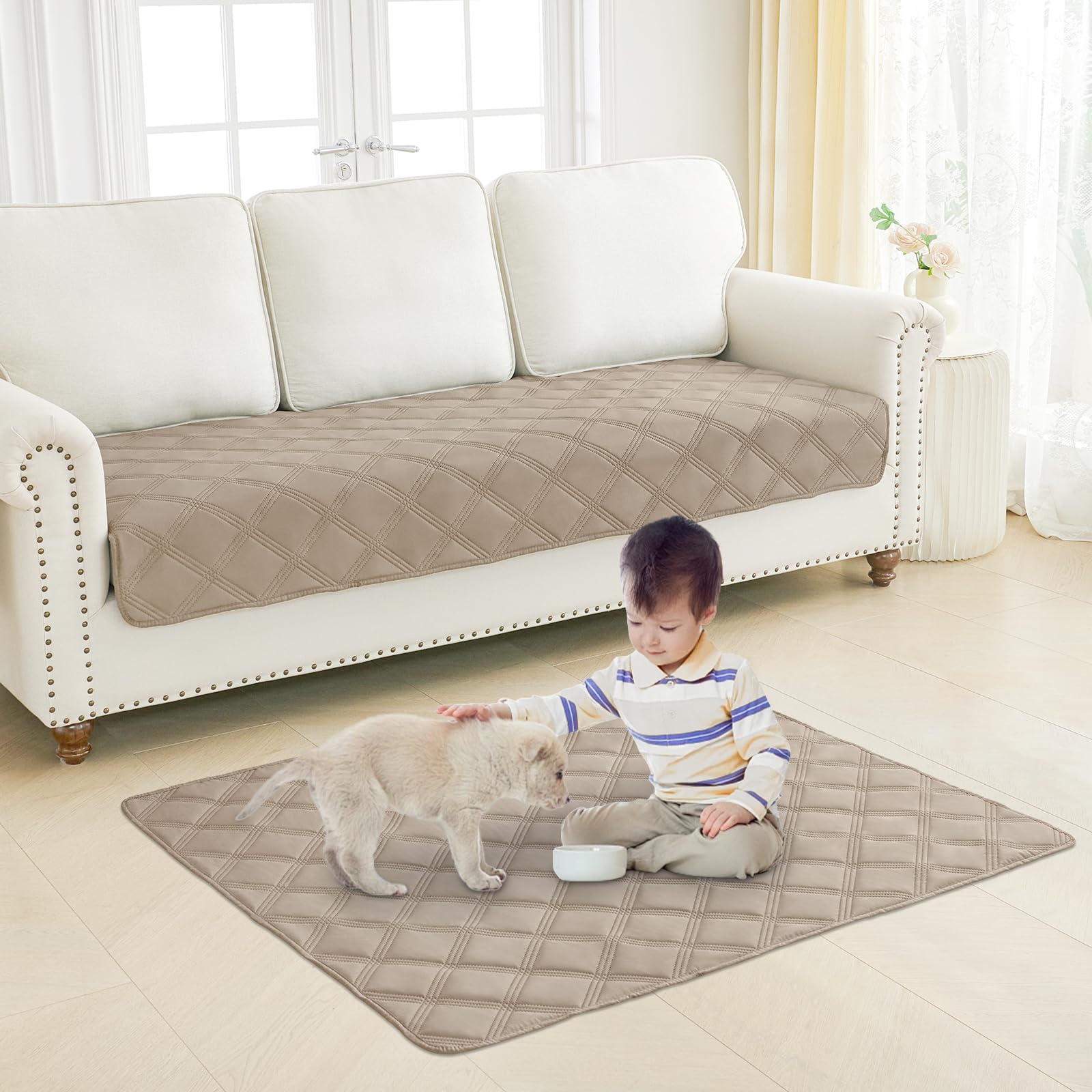 Smiry Waterproof Dog Bed Cover Blanket 40x80, Soft Reversible Pet Blanket, Washable Leakproof Cats Dogs Couch Cover for Sofa, Co