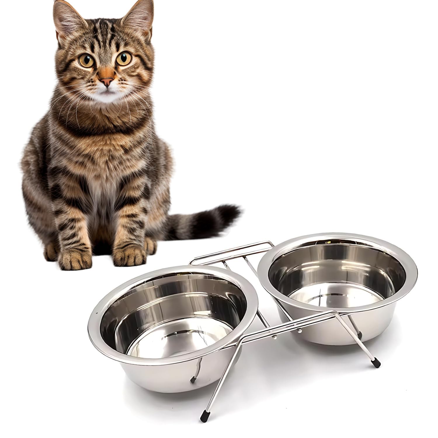Kspups Double Elevated Food And Water Stand Pet Bowls | StainlessSteel Wire NonSlip Feeder Stand Bowl | Dinner Bowl For Puppie