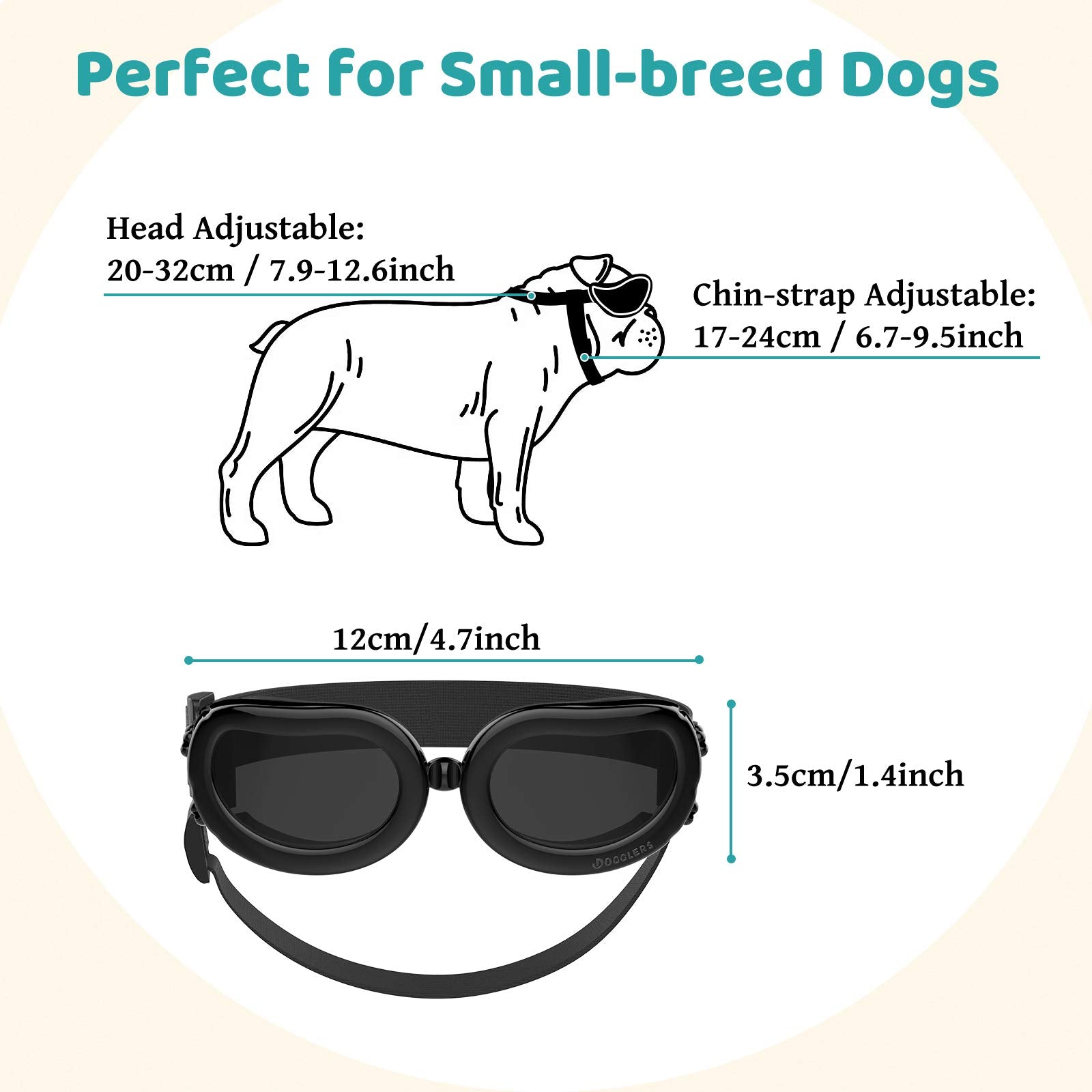 Pawaboo Dog Sunglasses, Small Dog Goggles With Adjustable Band, Waterproof Windproof Snowproof Cool Glasses For Puppy And Cat, Black