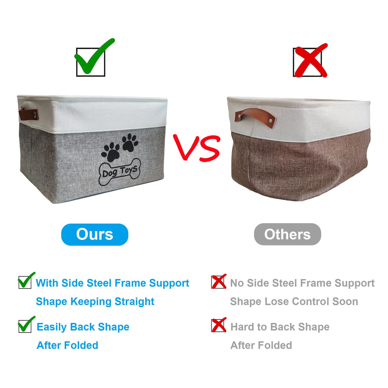 CPAKOWLGOO Large Collapsible Dog Toy Box Keeping Rectangle Bin for Pet Toys,Accessories