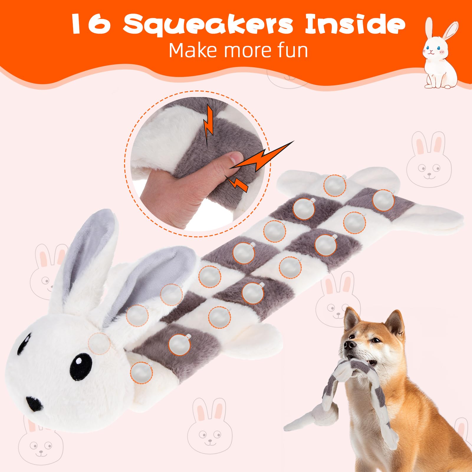 Mihachi Dog Squeaky Toys 16 Squeakers for Aggressive Chewers, Tough Interactive Tug of War Dog Toy-Squeaky Chew Toy for Small,Me