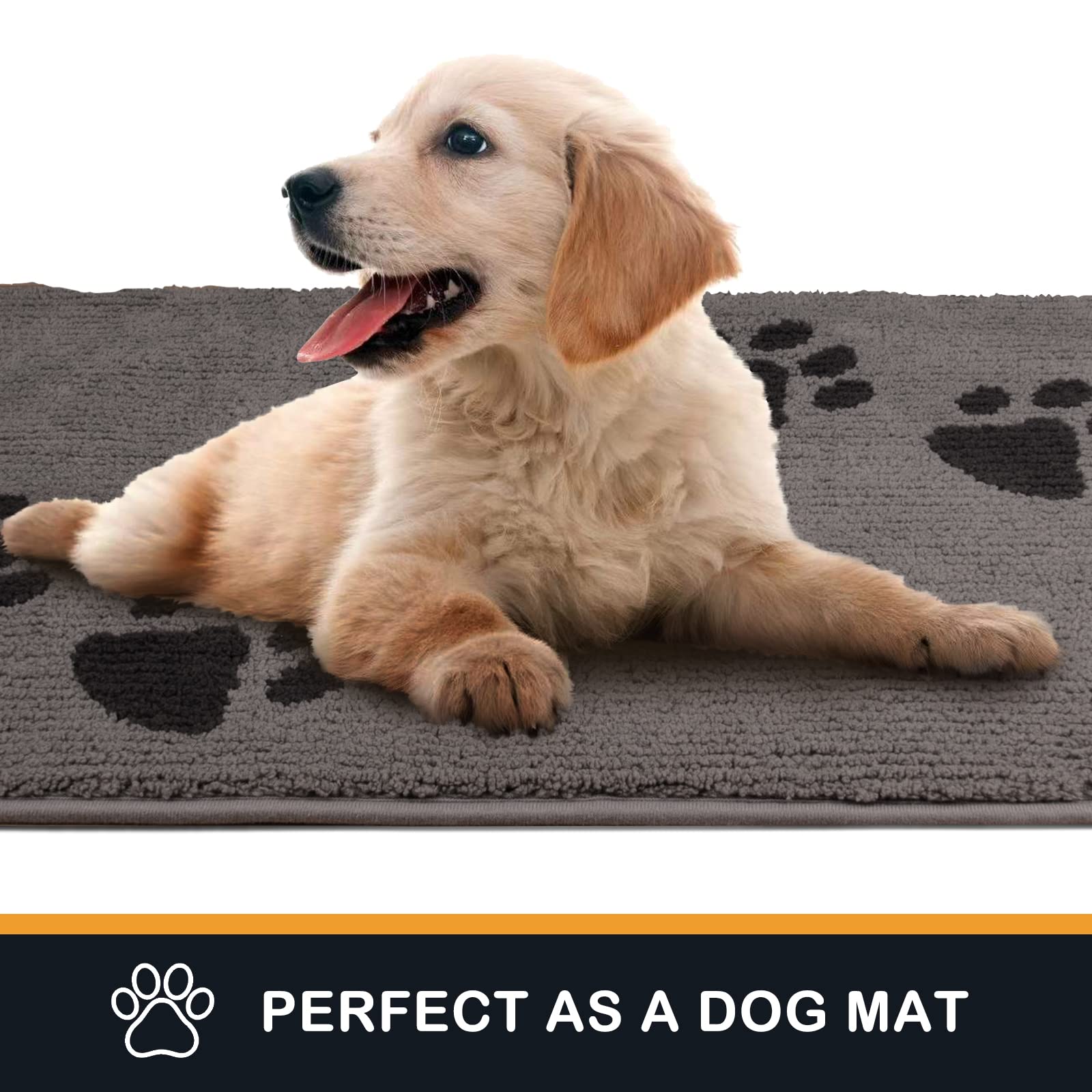 Purrugs Dirt Trapper Door Mat 32'' X 70'', Non-Skid/Slip Machine Washable Microfiber Entrance Rug, Shoes Scraper, Dog Doormat, S