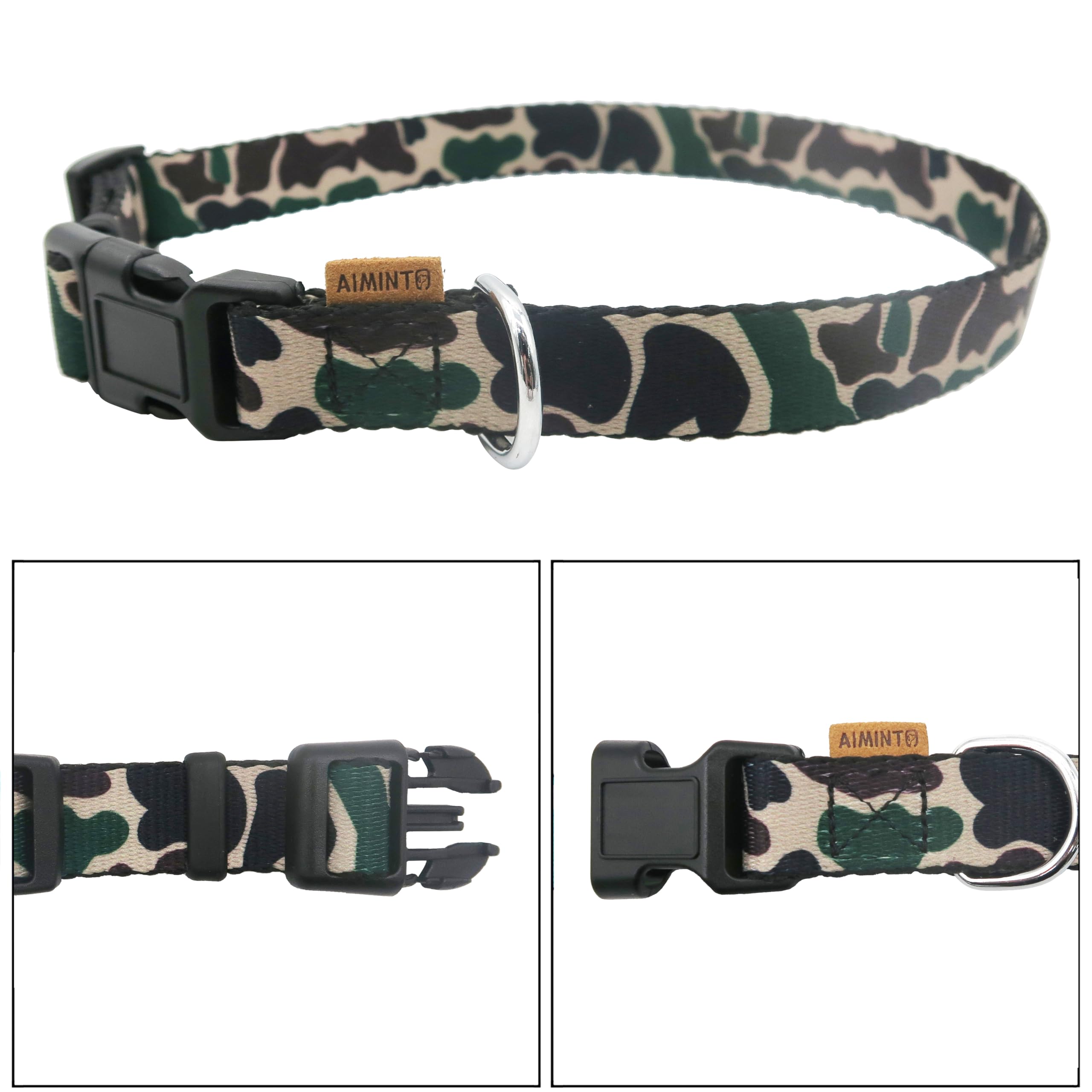 Aiminto Dog Collar, Cute Camouflage Pattern, Soft And Adjustable Collar With Quick Release Buckle (S (Neck 11-18'', Width 5/8'')