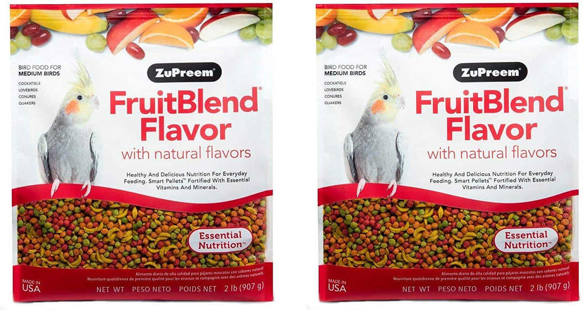 Zupreem Fruitblend Flavor Pellets Bird Food For Medium Birds, 2 Lb (Pack Of 2) - Daily Blend Made In Usa For Cockatiels, Quakers, Lovebirds, Small Conures