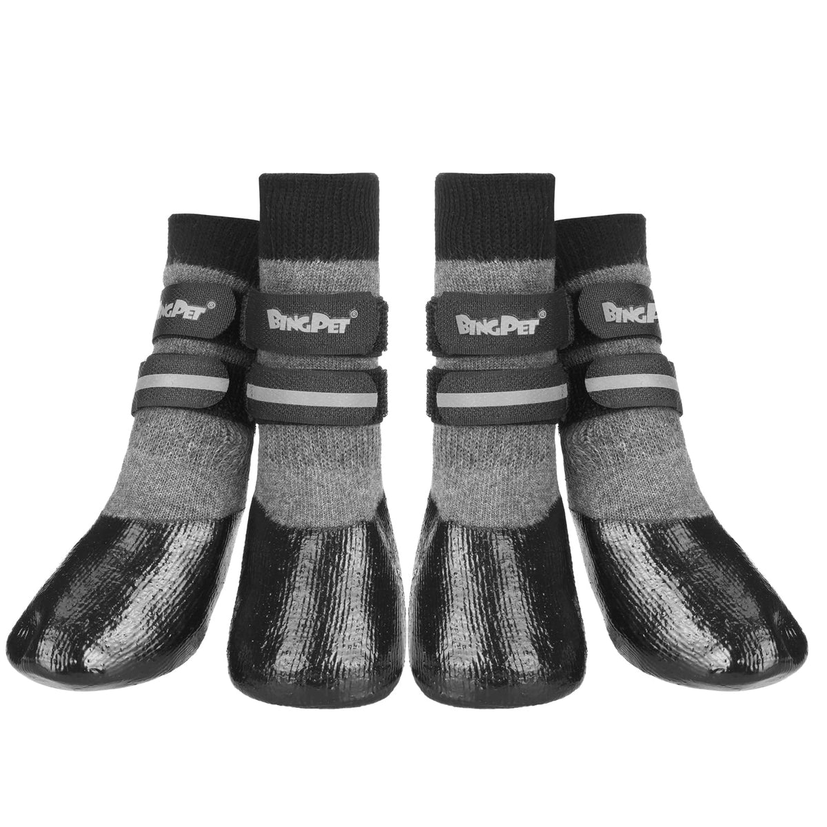 Bingpet Anti-Slip Dog Socks, Waterproof Paw Protectors With Reflective Straps, Dog Boots For Hot Pavement For All Season, Dog Shoes With Traction Control For Indoor & Outdoor Wear, 4Pcs