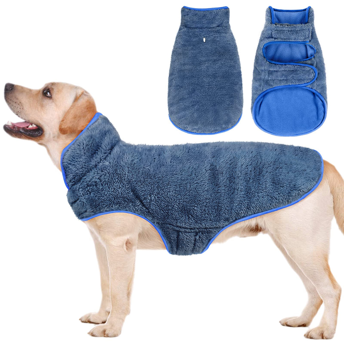 Malier Dog Winter Coat, Reversible Fleece Dog Cold Weather